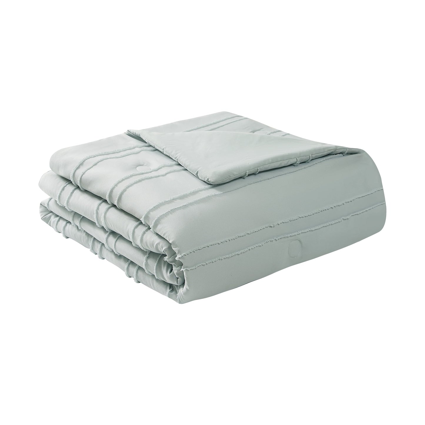 Fluffy Down Alternative Mint 10 Piece Bed in a Bag Comforter Set with Sheets, Queen - Luxurious Quilted Duvet Cover Set Detail