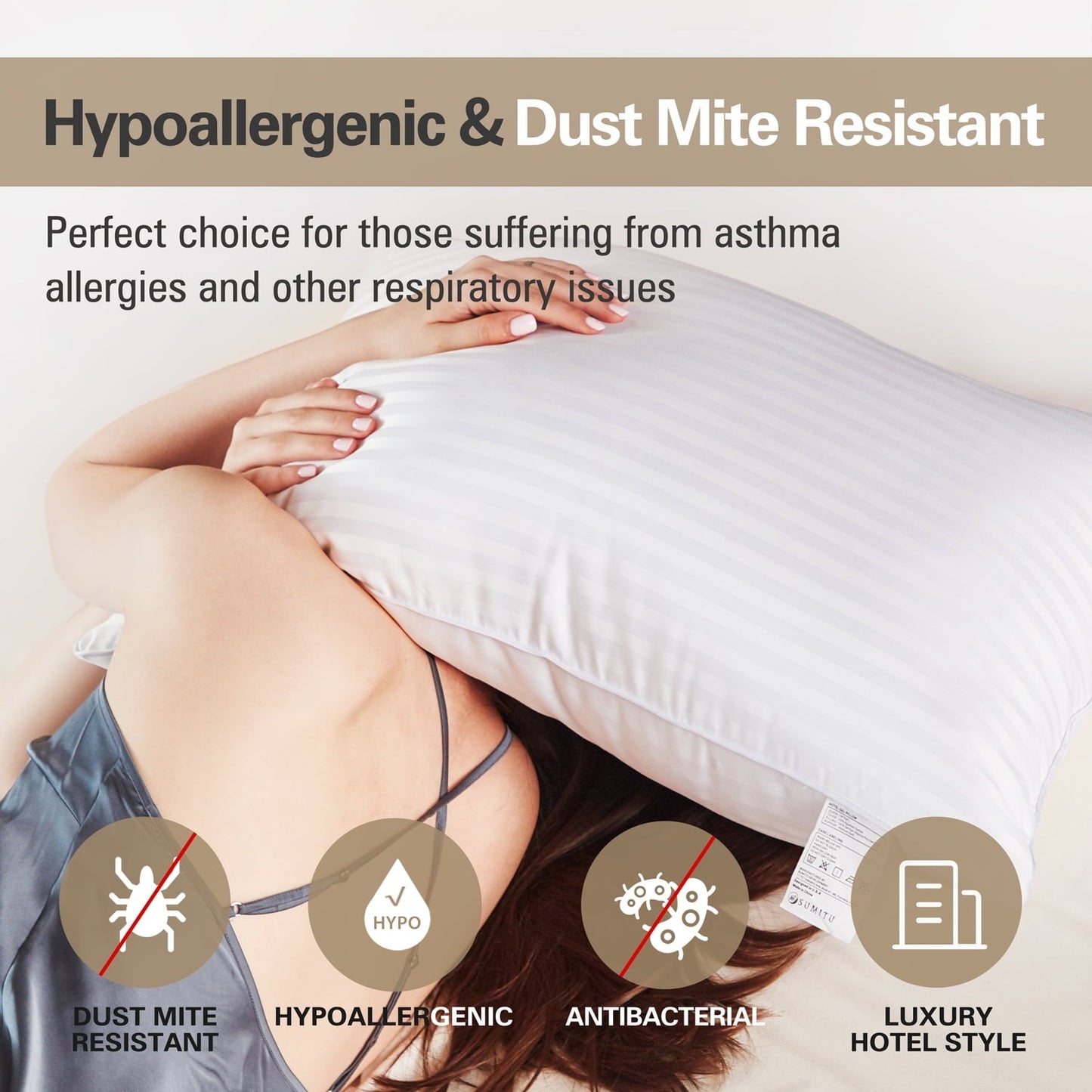 Ergonomic Memory Foam Pillow for Bed Standard Size Set of 2 ,Down Alternative Pillows for Sleeping 20x26inch, Luxury Hotel Pillow for Back,... - Hotel Quality Plush Sleeping Pillows Detail