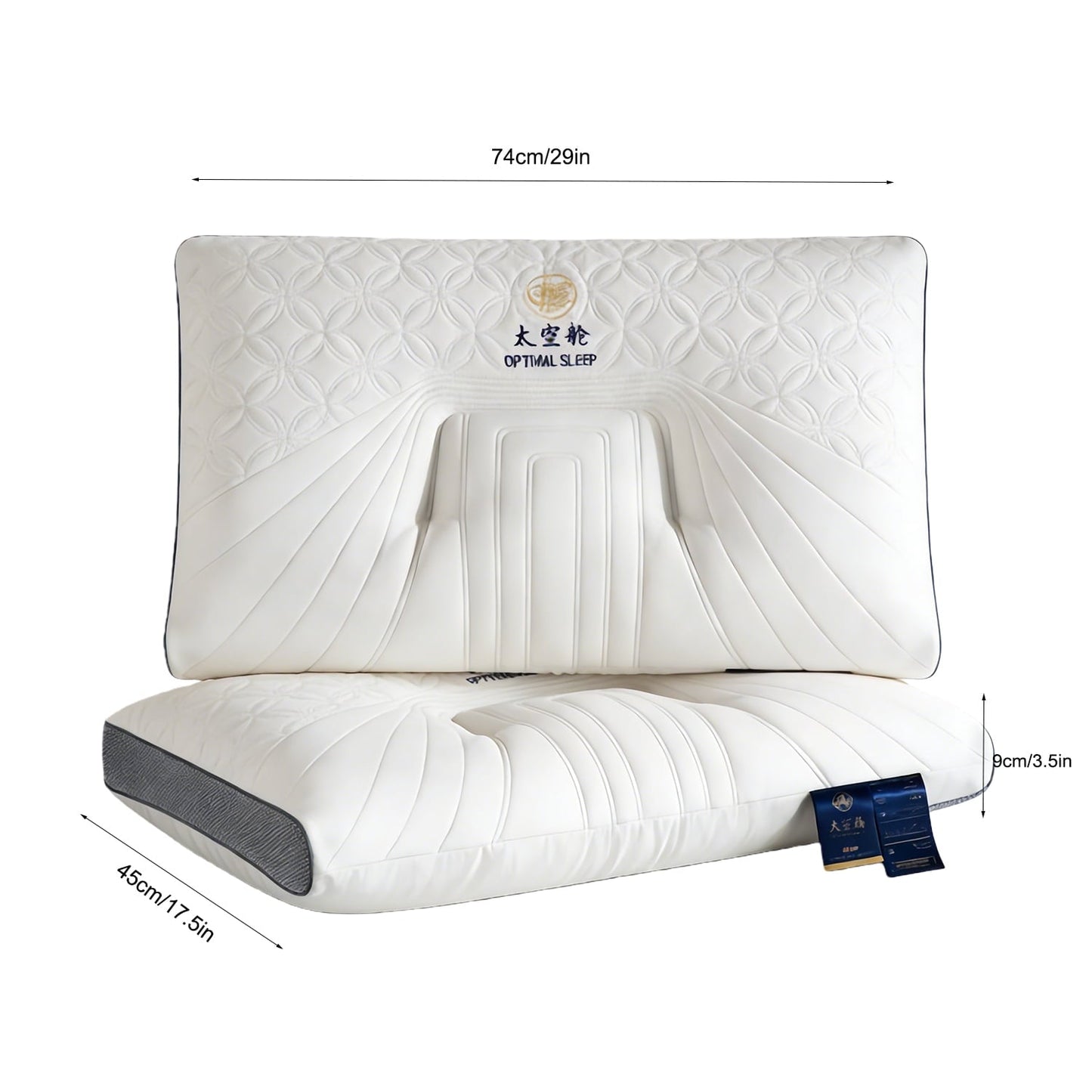Orthopedic Support 2-Pack Space Capsule Bed Pillow (29.13" x 18.9") - Plush and Supportive - Orthopedic Shredded Foam Bed Pillow Set Detail