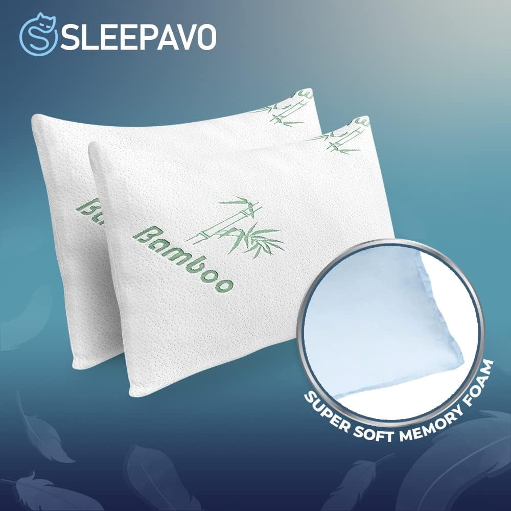 Decorative Plump Memory Foam Pillows Queen Size Set of 2 - Cooling Bed Pillows for Sleeping - Back, Stomach, Side Sleeper Firm, Comfy ... - Decorative Throw Pillow Cushion for Sofa & Bed Detail
