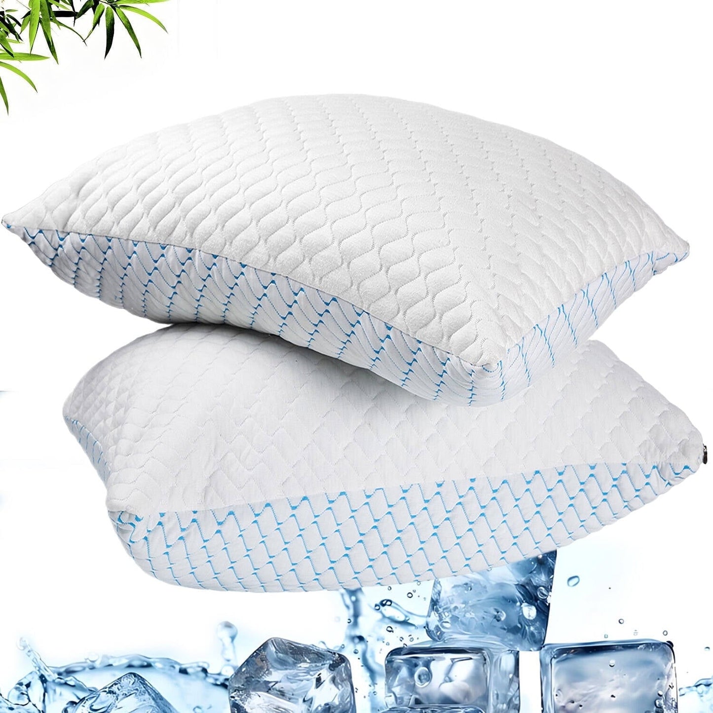 Decorative Plump Pillows for Sleeping (2-Pack), Luxury Hotel Pillows Queen Size Set of 2,Bed Pillows for Side and Back Sleeper (Queen) - Hotel Quality Plush Sleeping Pillows Detail