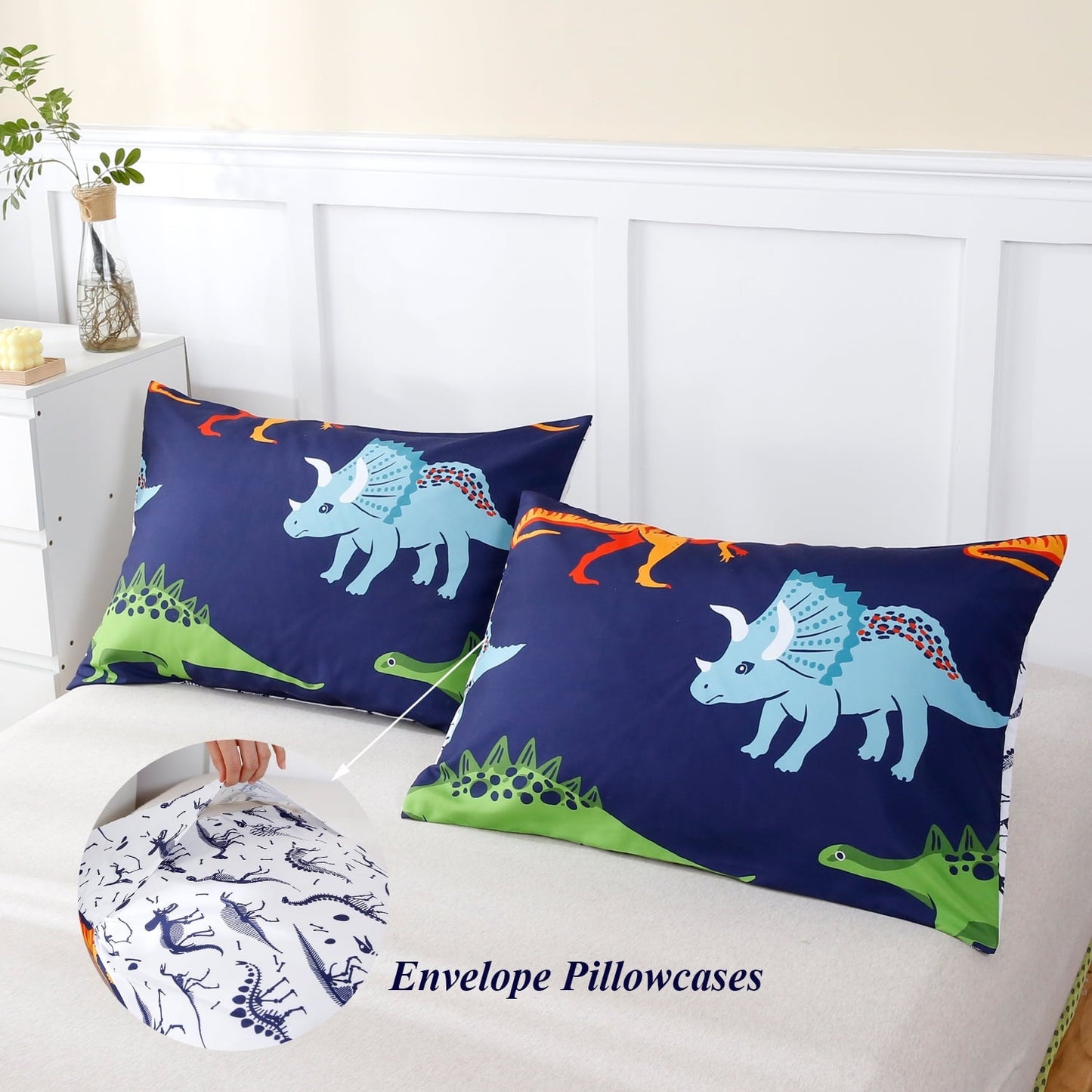 Hypoallergenic Cloud 3 Pcs Dinosaur Twin Size Bedding Sets for Boys, Dinosaur Printing Boys Comforter Set, Blue and White Reversible Bed C... - Hypoallergenic Ultra-Fluffy Quilt for Winter Detail