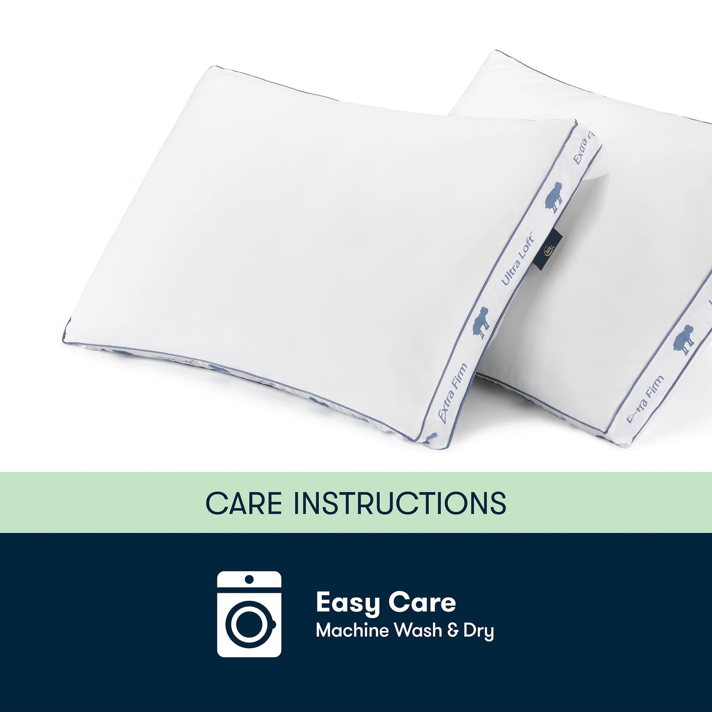 Ergonomic Memory Foam Ultra Loft Standard/Queen Bed Pillow, Extra Firm Support - Orthopedic Shredded Foam Bed Pillow Set Detail