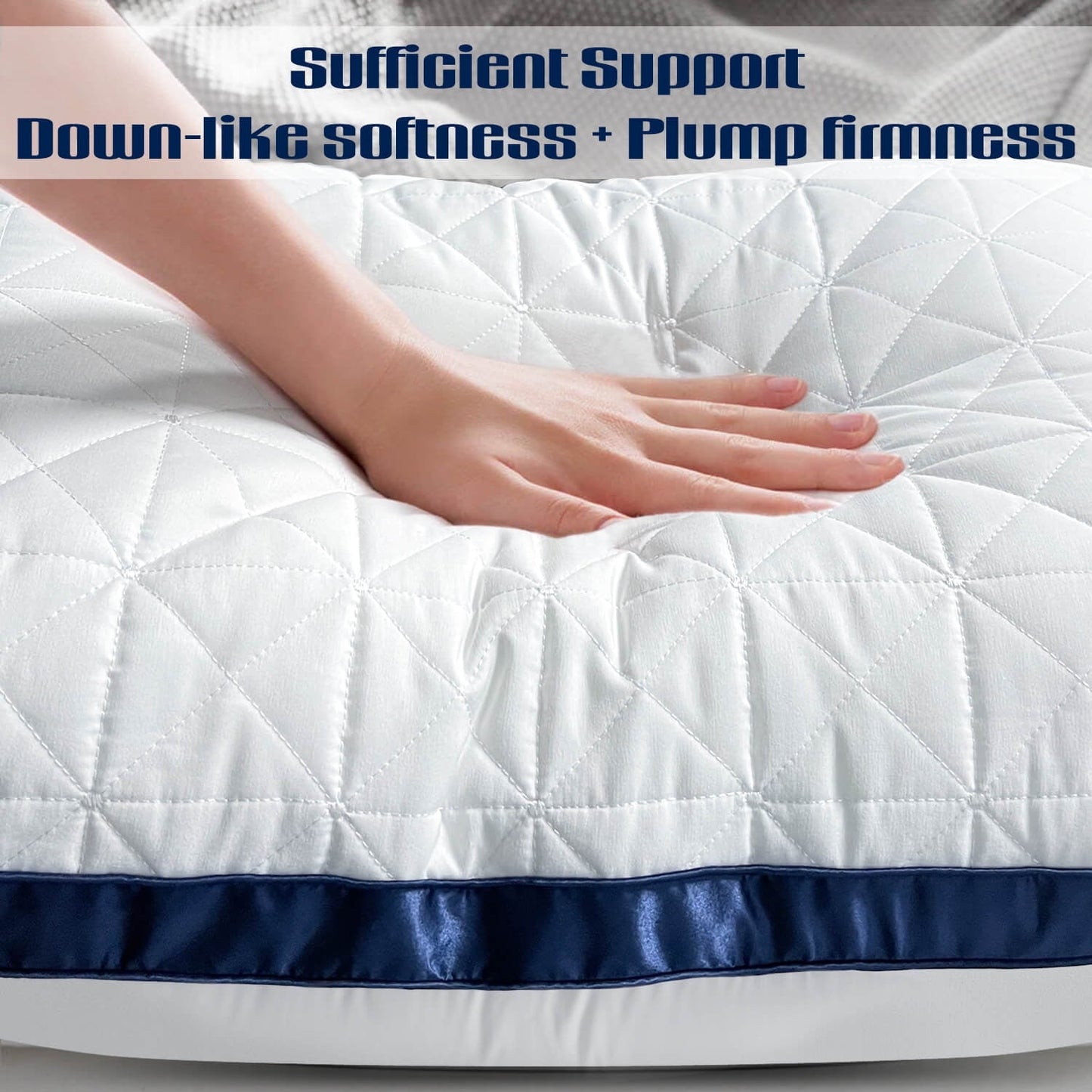 Orthopedic Support King Size Pillows Set of 2 - Cooling Hotel Luxury Bed Pillows for Sleeping 2 Pack, Supportive Breathable Down Alterna... - Decorative Throw Pillow Cushion for Sofa & Bed Detail