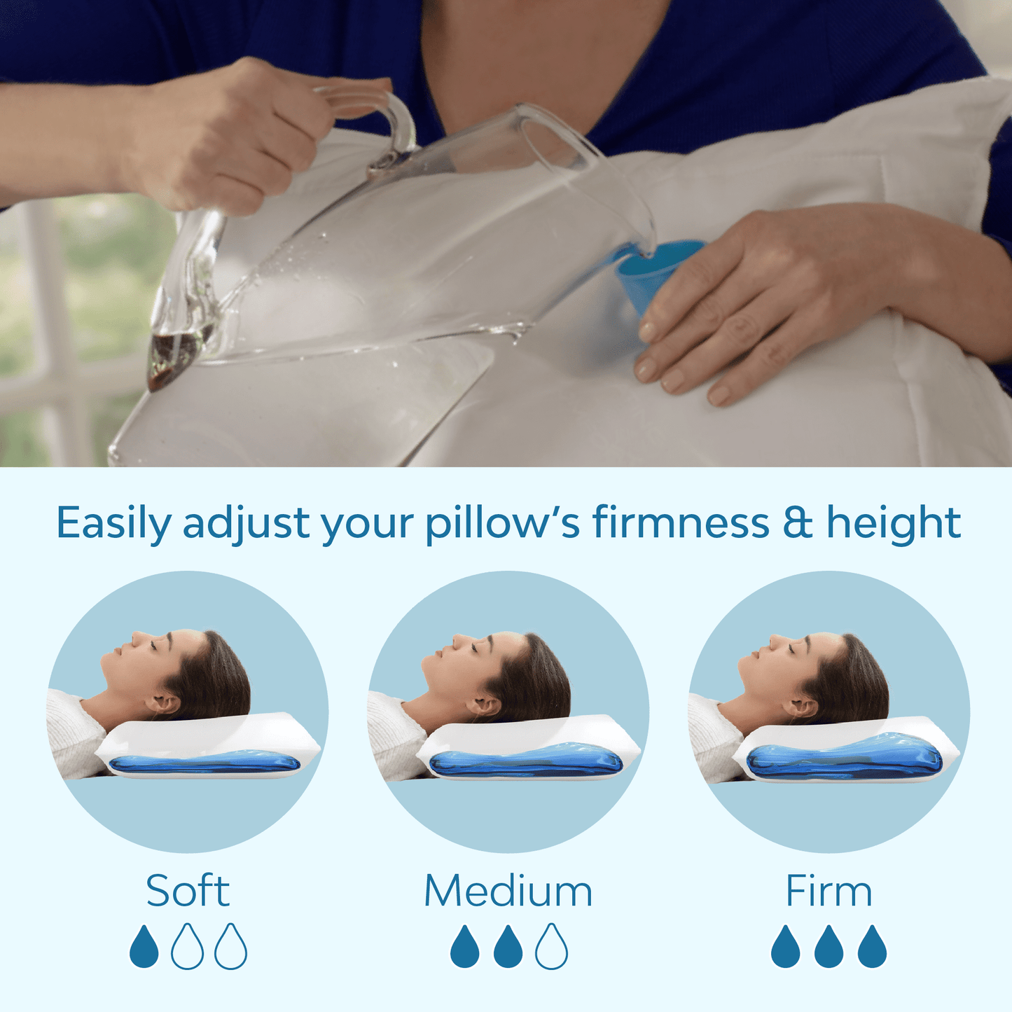 Fluffy Shredded Fiber Water Pillow: Adjustable Pillow for Neck Pain Relief, Pillow for Side, Back, and Stomach Sleepers, The Original... - Decorative Throw Pillow Cushion for Sofa & Bed Detail