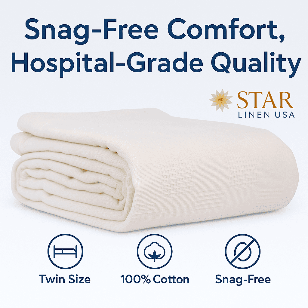 Super Soft Flannel Hospital Thermal Blanket Throw Snag Free | 100% Cotton | Twin 66"x90" | White (1) - Super Soft Reversible Sherpa Flannel Blanket Detail