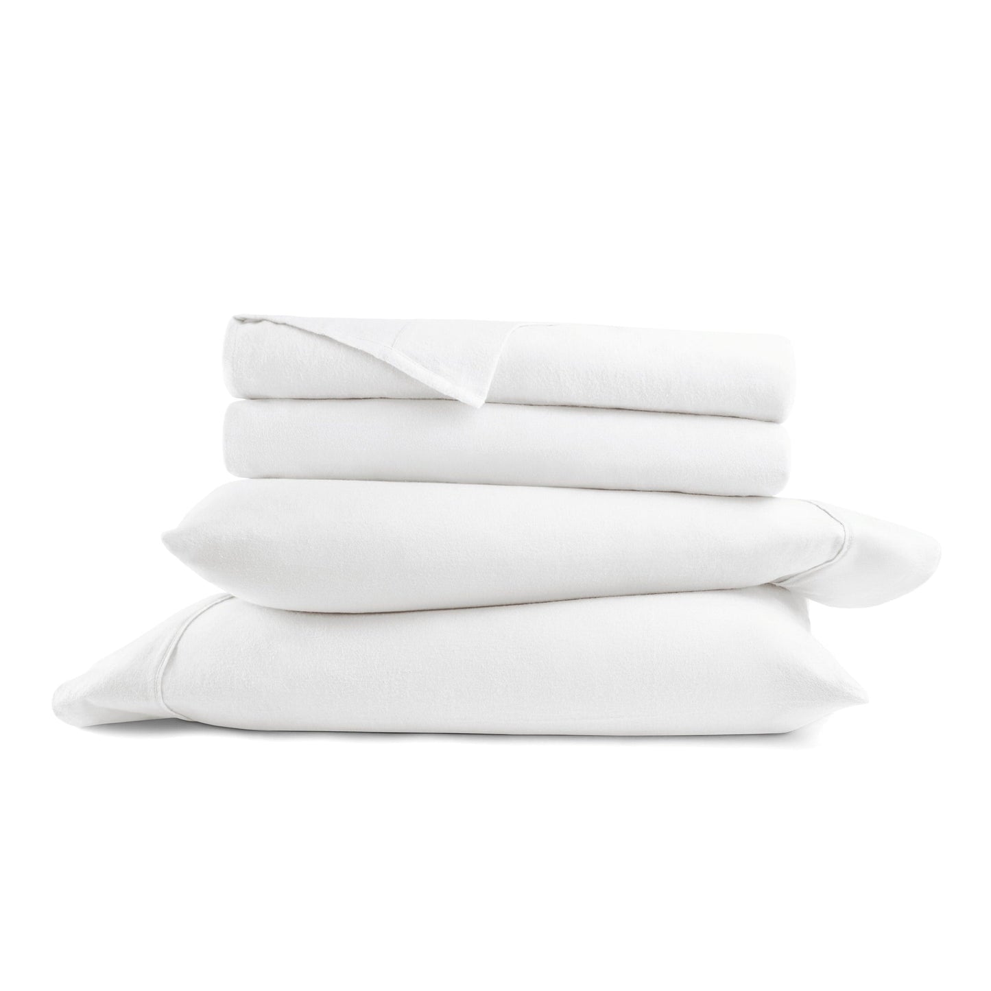 Ultra-Soft 100% Cotton Flannel Bed Sheets Set for Full Size Bedding in White - Luxury Bed Sheet Set with Deep Pockets Detail