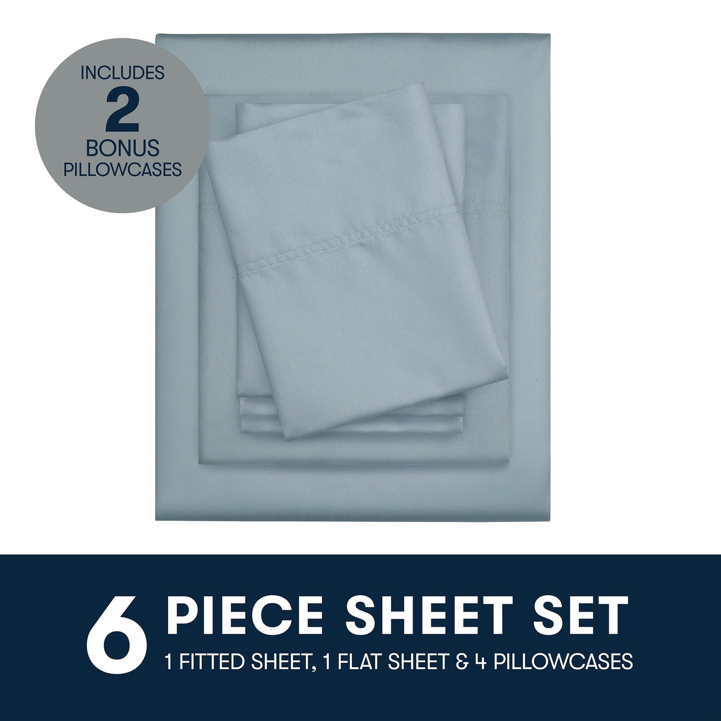 Ultra-Soft 6-Piece 800 Thread Count Lead Cotton Rich Adult Bed Sheet Set, King - Deep Pocket - Luxury Bed Sheet Set with Deep Pockets Detail