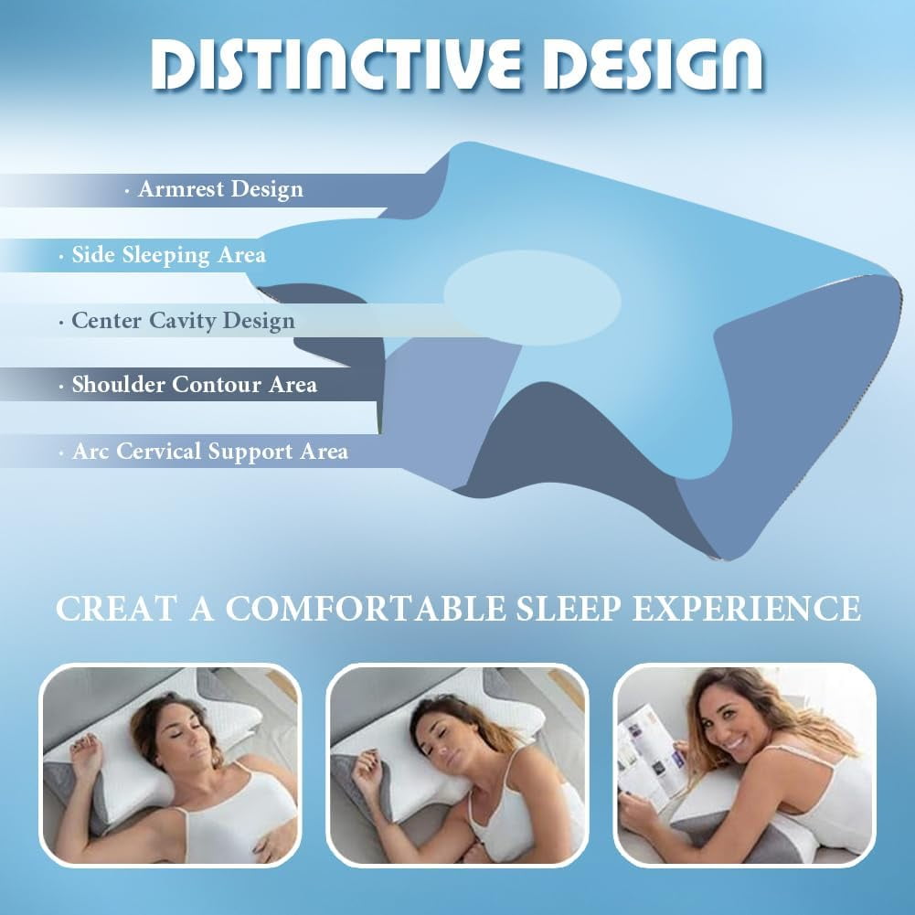 Fluffy Shredded Airway Pro Sleep Apnea Pillow, Airway Pro Cervical Pillow - All-Night Neck Support, Ergonomic Pillows for All Sleepin... - Ergonomic Memory Foam Pillow for Neck Pain Support Detail