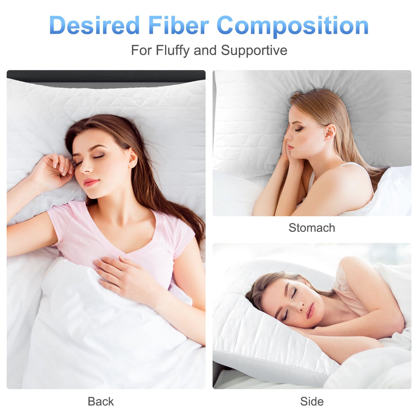 Orthopedic Support Bed Pillows for Sleeping 2 pack, King Size Cooling Pillows Hotel Quality with Premium Soft Down Alternative Fill for ... - Hotel Quality Plush Sleeping Pillows Detail