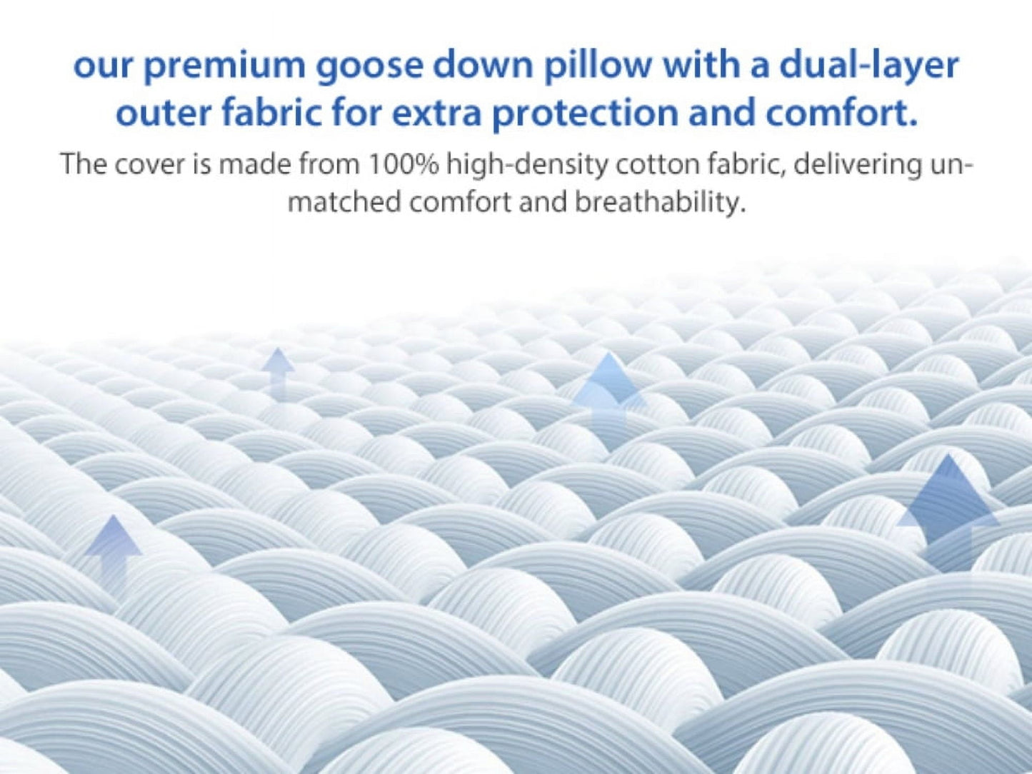 Fluffy Shredded Goose Feather and Down Pillows Queen Size Set of 2 Luxury Hotel Bed Pillows with Cotton Cover - Ergonomic Memory Foam Pillow for Neck Pain Support Detail