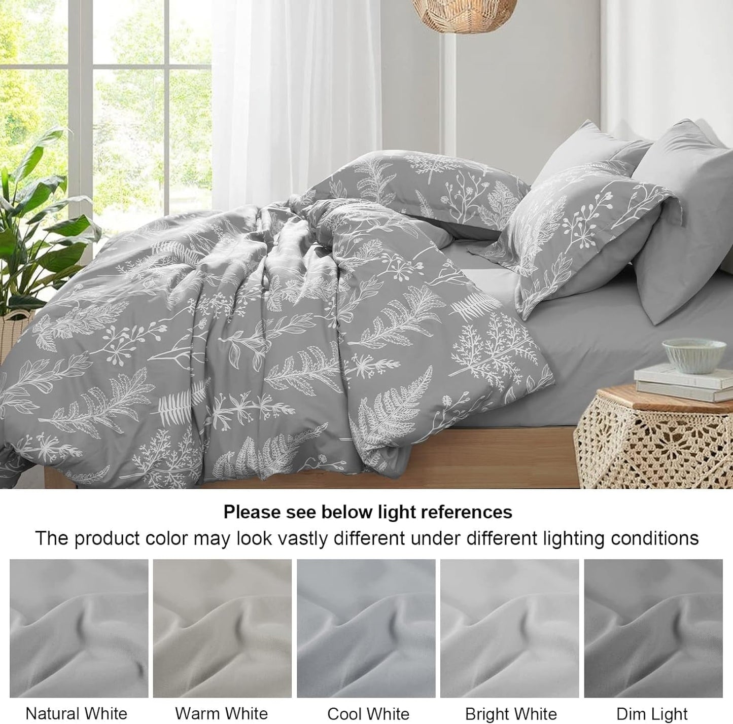 Heavyweight Warmth 7 Pieces Printed King Comforter Set, Lightweight Reversible Botanical Bedding Set Include Comforter, Pillow Shams, Fl... - All-Season Down Alternative Comforter Insert Detail