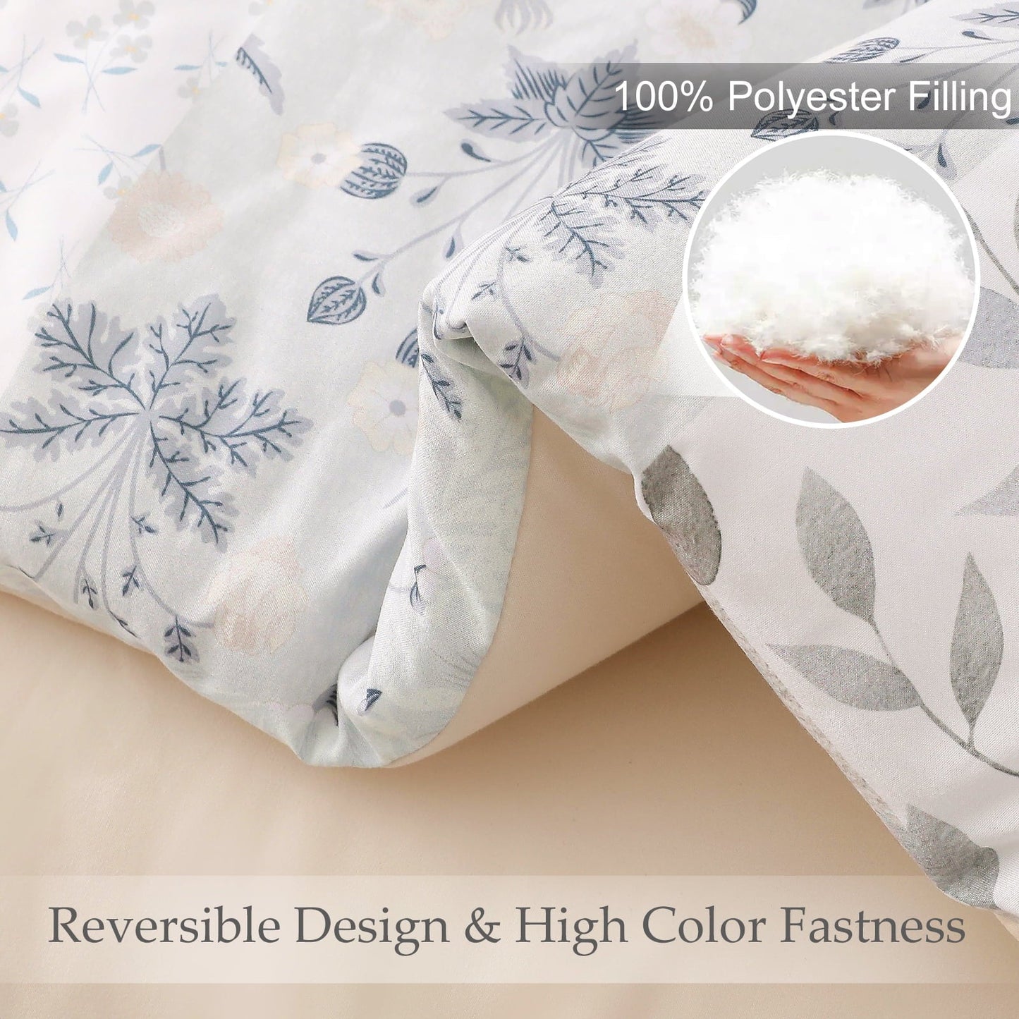 Hypoallergenic Cloud 3-Piece Patchwork King Size Comforter Set, Microfiber Bedding Down Alternative Comforter for All Seasons with 2 Pillo... - Cloud-Like Soft Lightweight Bed Comforter Detail