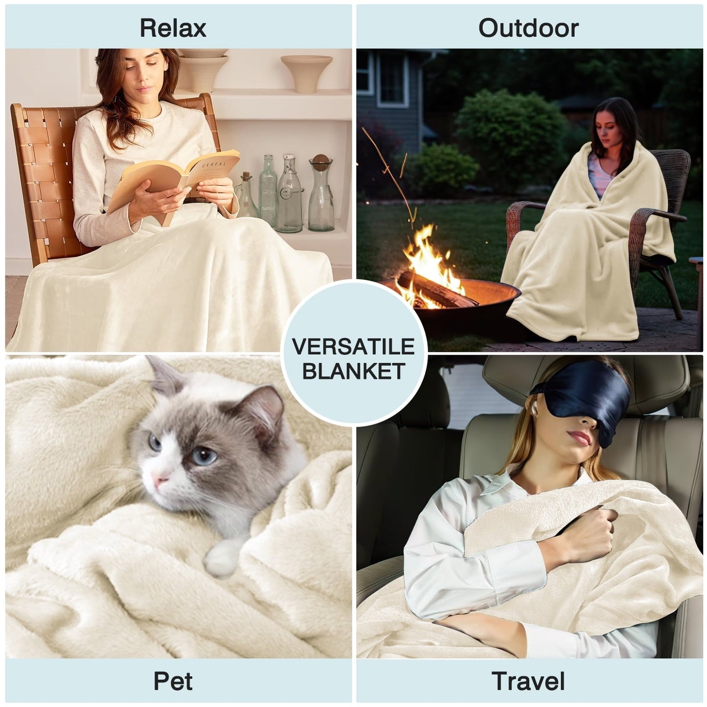 Lightweight Warm Throw Blanket, 50x60 inch Soft & Warm Blanket for Sleep Snap, Lightweight Reversible Bed Blankets and Cozy Throws for... - Cozy Fleece Throw Blanket for Couch & Bed Detail