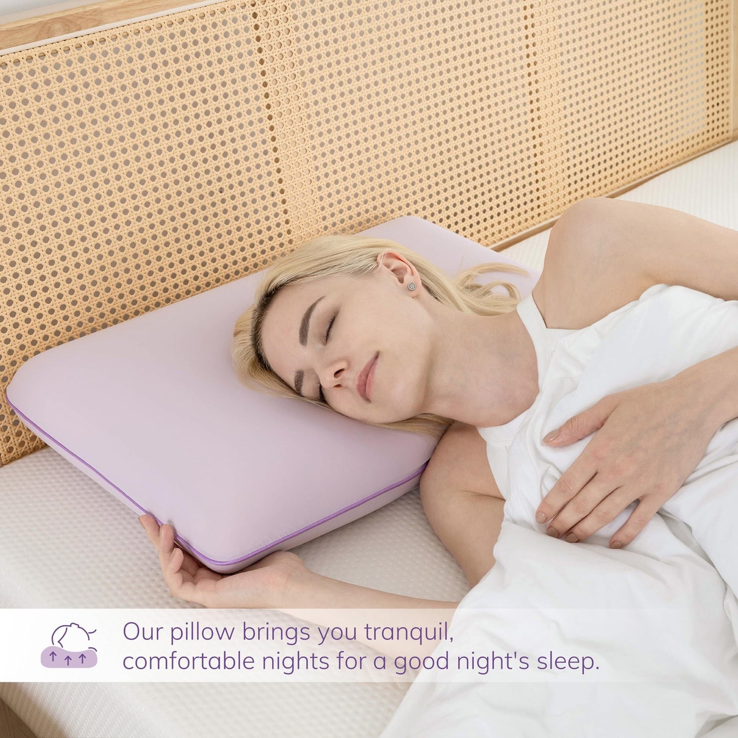 Orthopedic Support Memory Foam Pillow, Cooling Gel Bed Pillow, Queen, Purple - Decorative Throw Pillow Cushion for Sofa & Bed Detail
