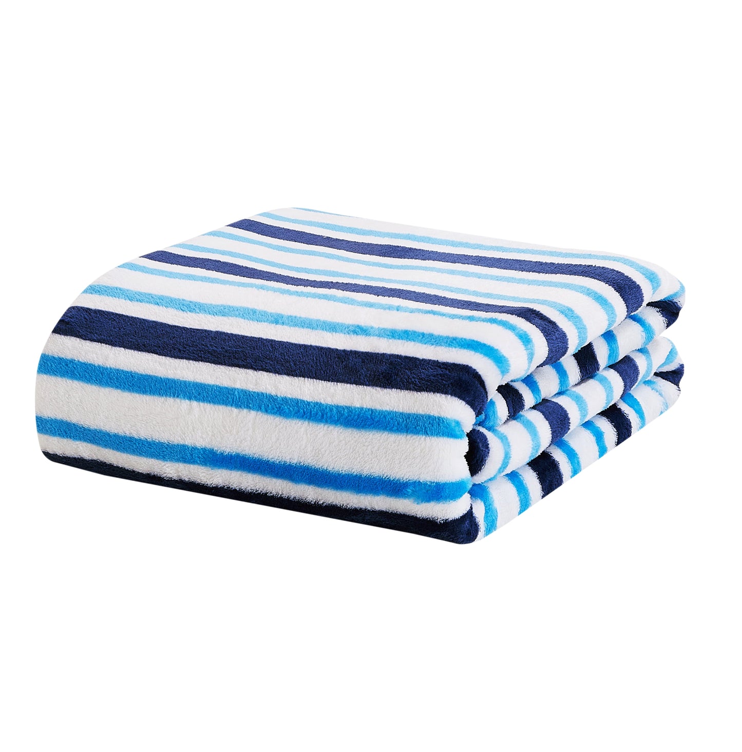 Decorative Knitted Blue Stripes XL Oversized Throw Blanket, 72 x 50 inches, Great for a Kids Bedroom, Super Soft and Cozy - Super Soft Reversible Sherpa Flannel Blanket Detail