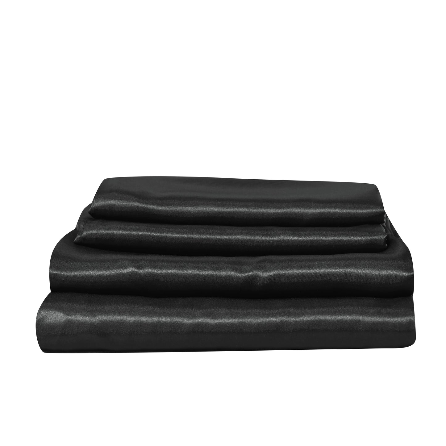 Breathable Luxury Satin Sheets Full Black Luxury Silky Bed Sheets 1800 Microfiber Sheet Set 4 Pcs - Cooling Hotel Quality Bedding Sheets and Pillowcases Detail