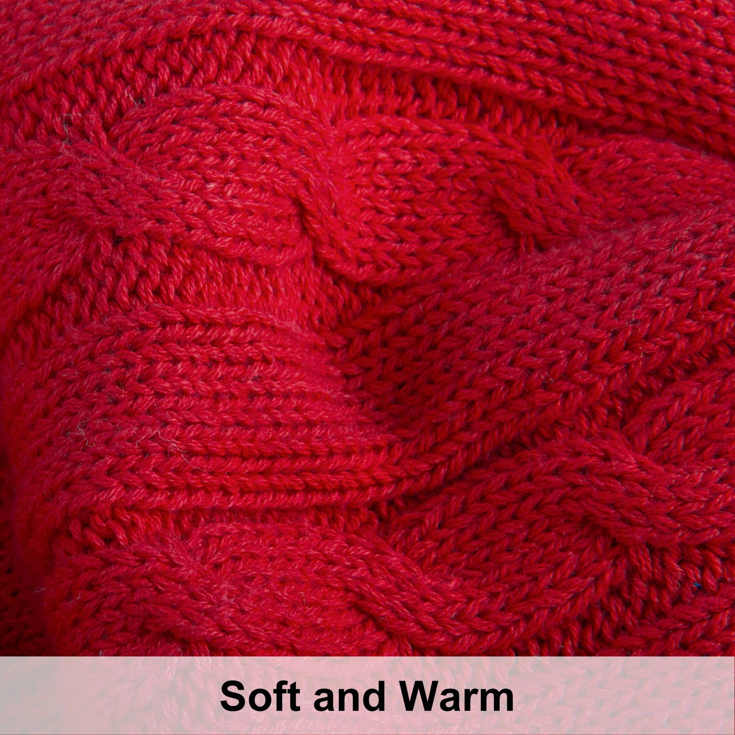 Lightweight Warm 100% Cotton Cable Knit Throw, Super Soft Warm Knitted Blanket Home Decor, 51"x67", Red - Luxury Knitted Decorative Throw Blanket with Fringes Detail