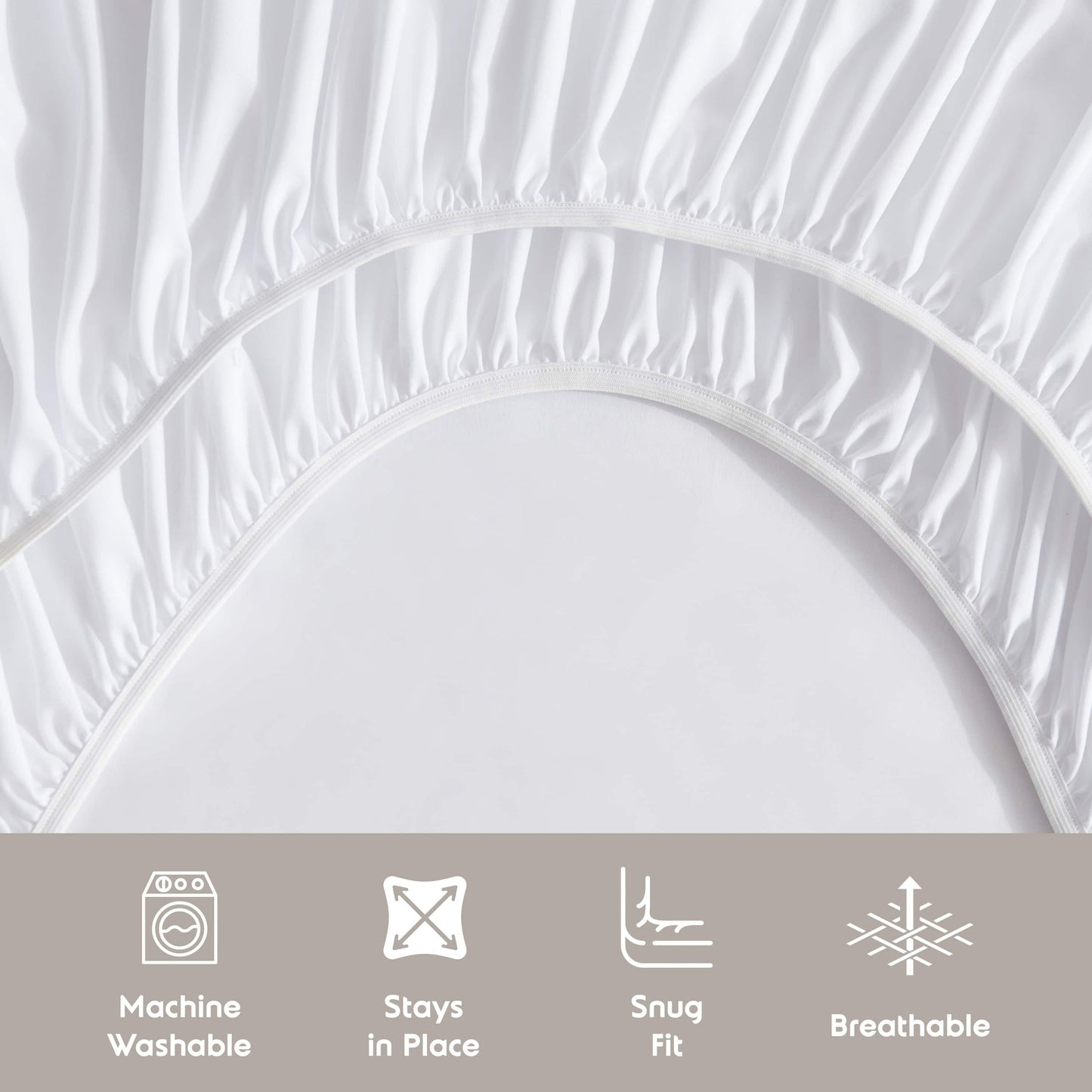 Cooling Sateen Set, Hotel Style Deep Pocket 4 Piece Bed , Luxury Soft Microfiber Sheet Sets, White - Luxury Bed Sheet Set with Deep Pockets Detail