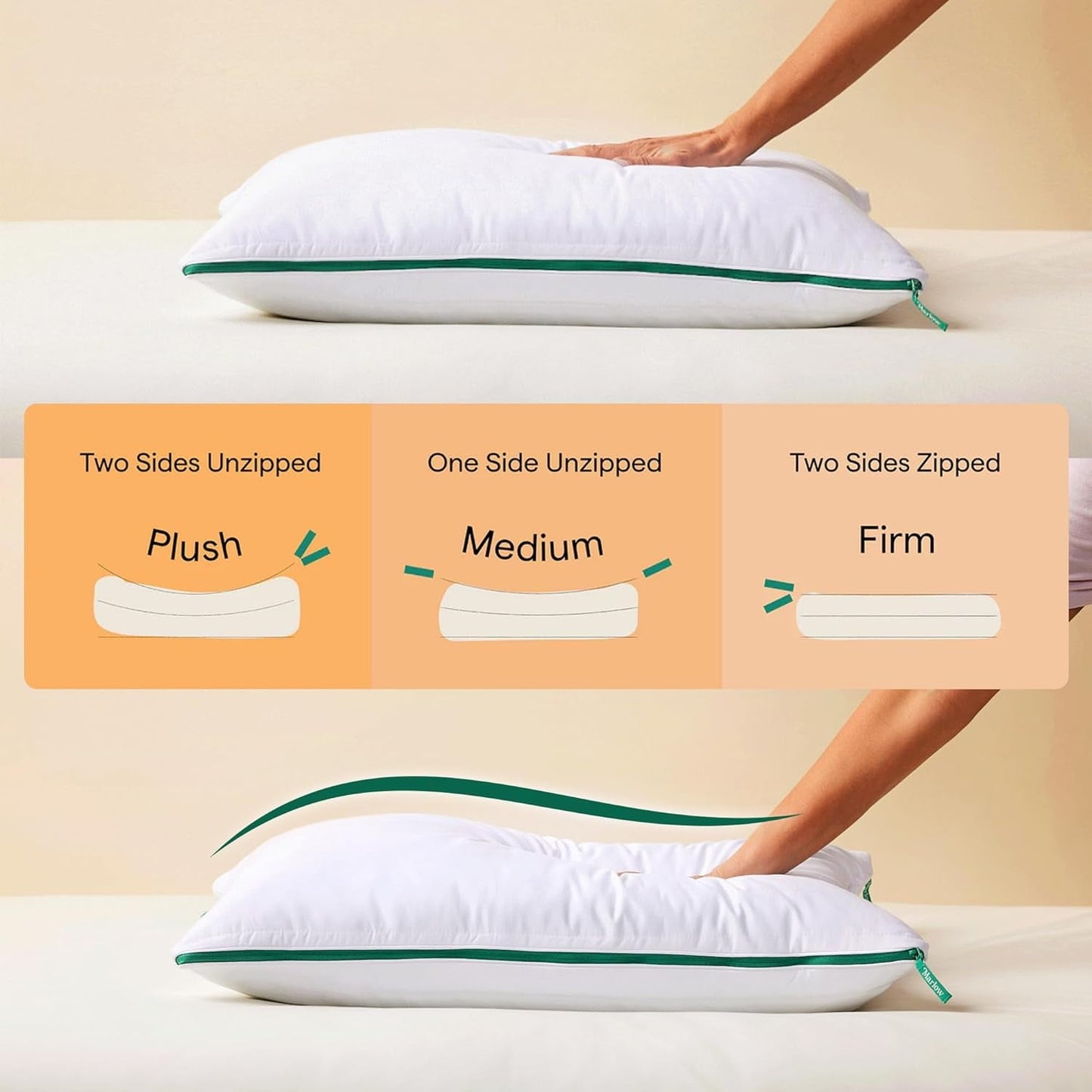 Decorative Plump Marlow Adjustable Memory Foam Bed Pillow - Neck and Back Support For Side, Back and Stomach Sleepers - Standard/Queen... - Orthopedic Shredded Foam Bed Pillow Set Detail