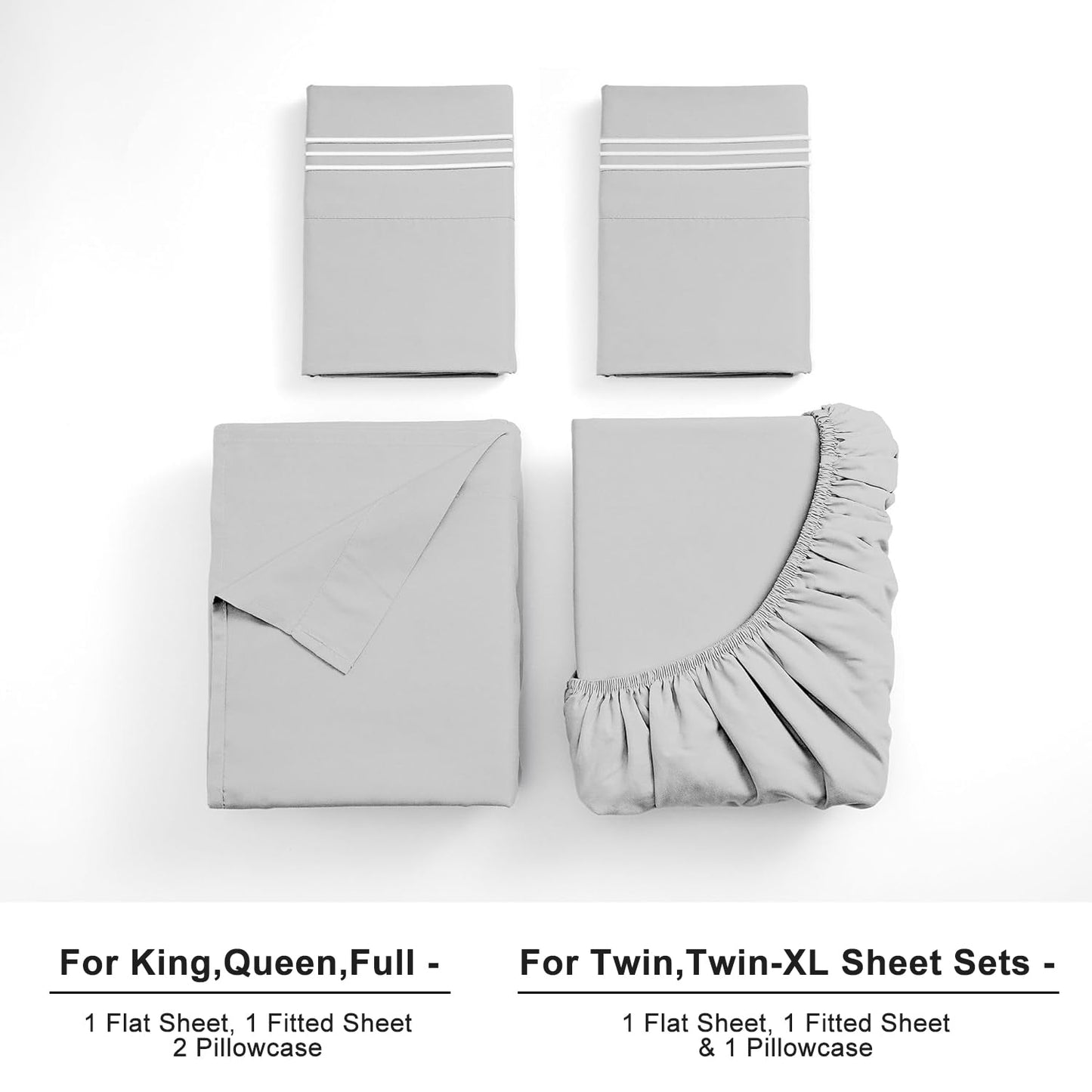Breathable Luxury Twin Bed Sheet Set 3 Piece, Hotel Luxury Super Soft 1800 Series Microfiber Bed Sheets Set, Wrinkle Free Breathable, U... - Cooling Hotel Quality Bedding Sheets and Pillowcases Detail