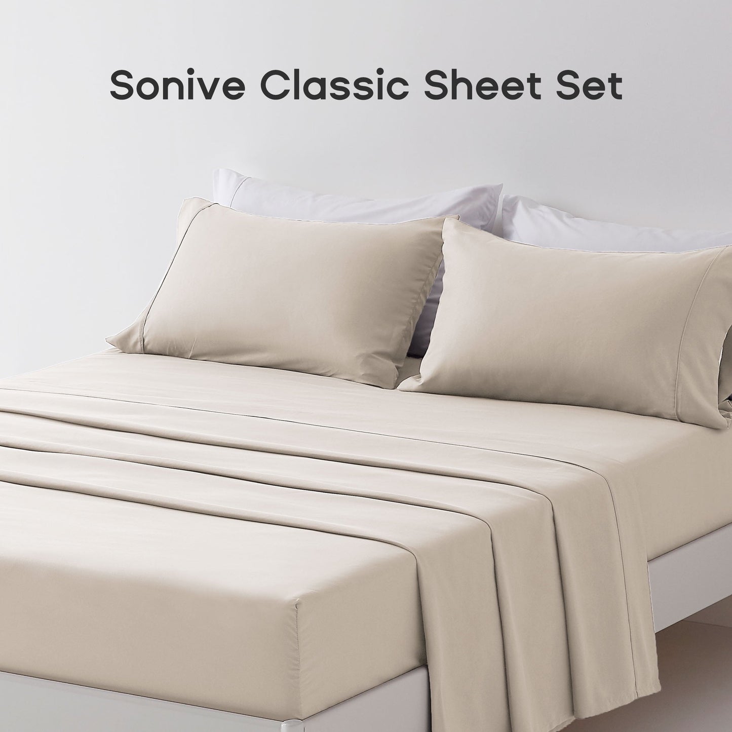 Breathable Luxury Bed Sheet Sets,Ultra Soft Breathable Luxury 4 Piece, (Beige, Queen) - Cooling Hotel Quality Bedding Sheets and Pillowcases Detail