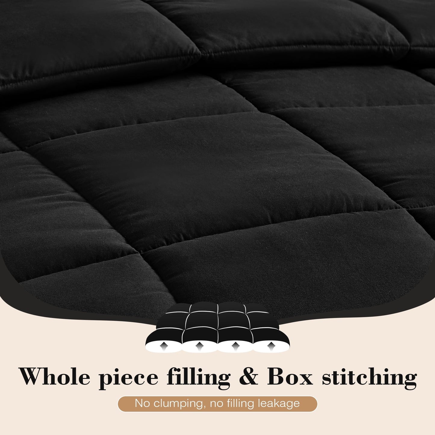 Heavyweight Warmth Queen Size Comforter Sets, 3 Piece Soft Quilted Bedding Sets, All-Season Down Alternative Comforter with 2 Pillow Sha... - All-Season Down Alternative Comforter Insert Detail
