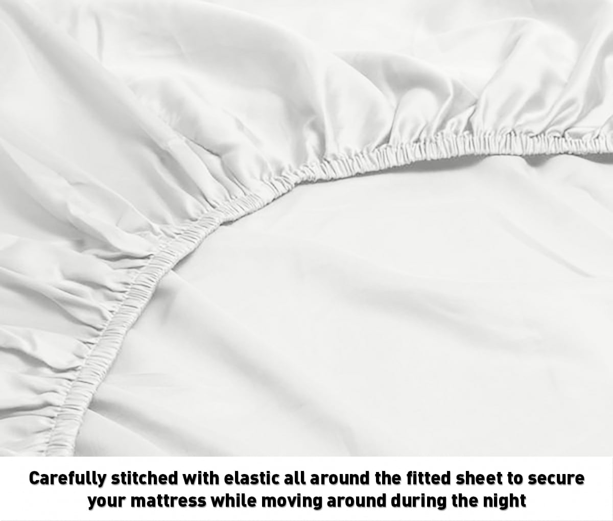 Premium Egyptian Cotton Luxurious Collection 1000 Thread Count 100% Cotton Bed Sheet Set (Twin XL, White) - Breathable Egyptian Cotton Flat & Fitted Sheets Detail