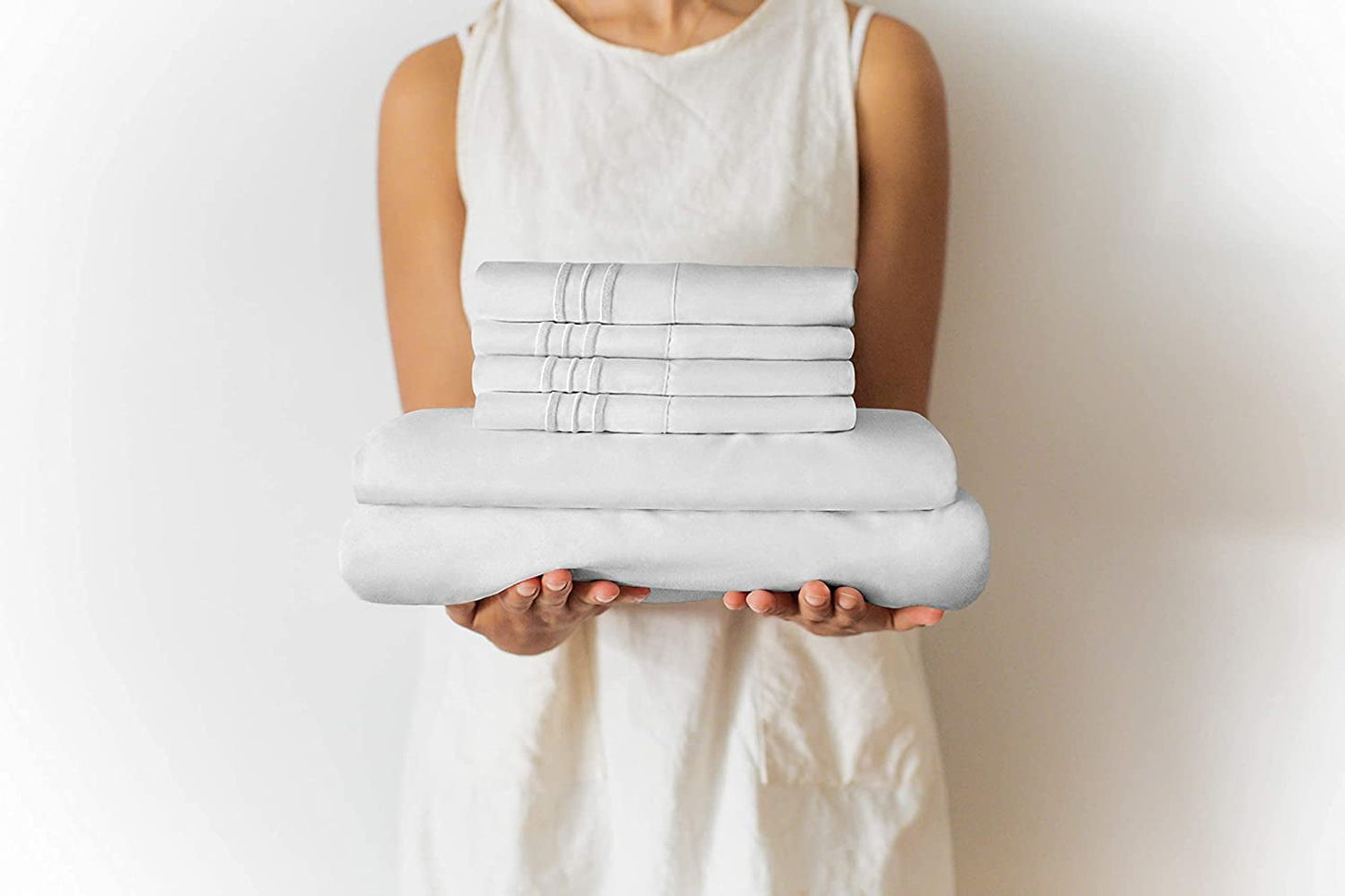 Wrinkle-Resistant 6-Piece Breathable and Cooling Sheet Set With Extra Matching Pillowcases - King Size Bed Sheets Fits 8"-16... - Premium Ultra-Soft Pillowcase Pair for Sleeping Detail