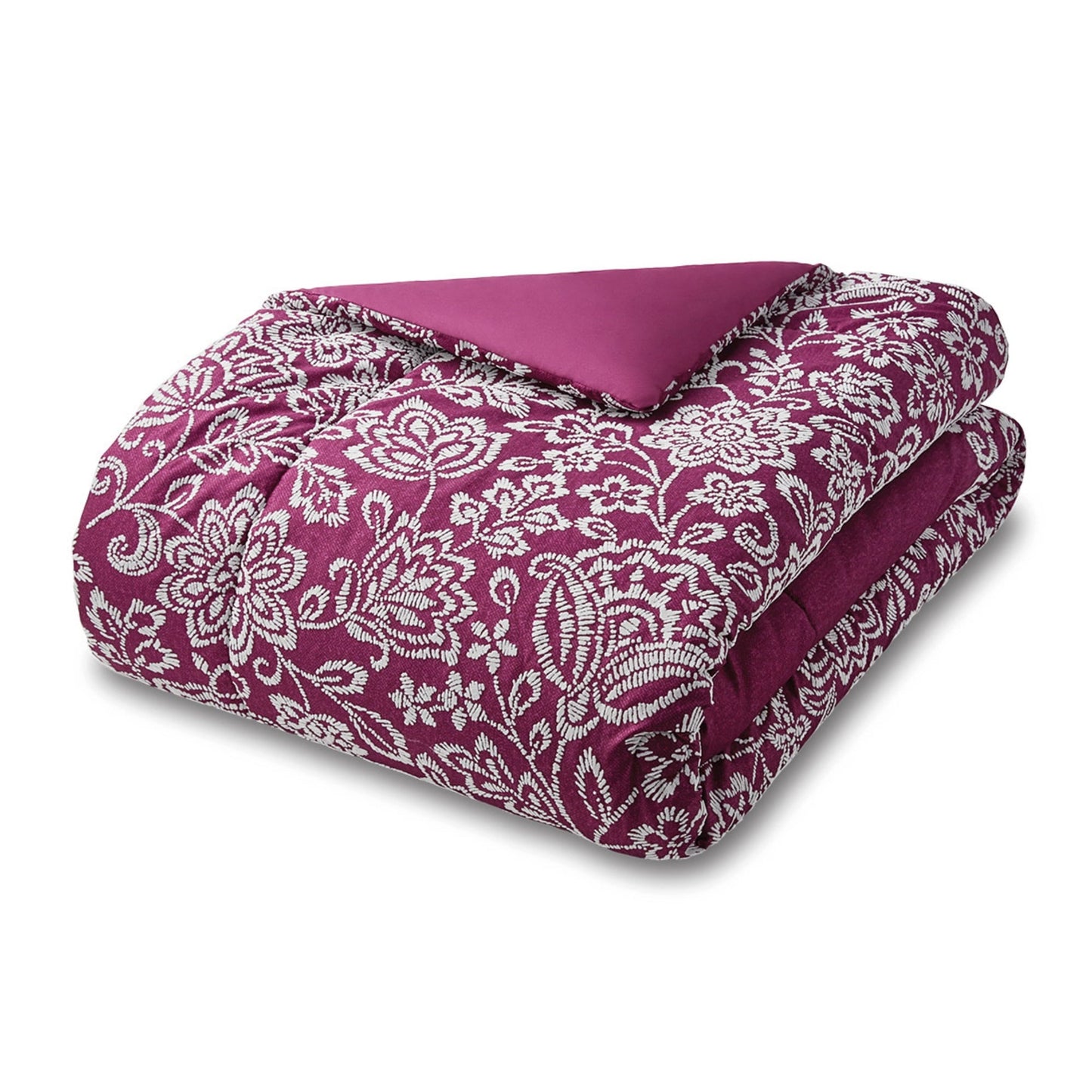All-Season 5-Piece Jacquard Comforter Set with Decor Pillow and Throw Purple Flocking Embroidery Bedding Set, Full/Queen - Hypoallergenic Ultra-Fluffy Quilt for Winter Detail