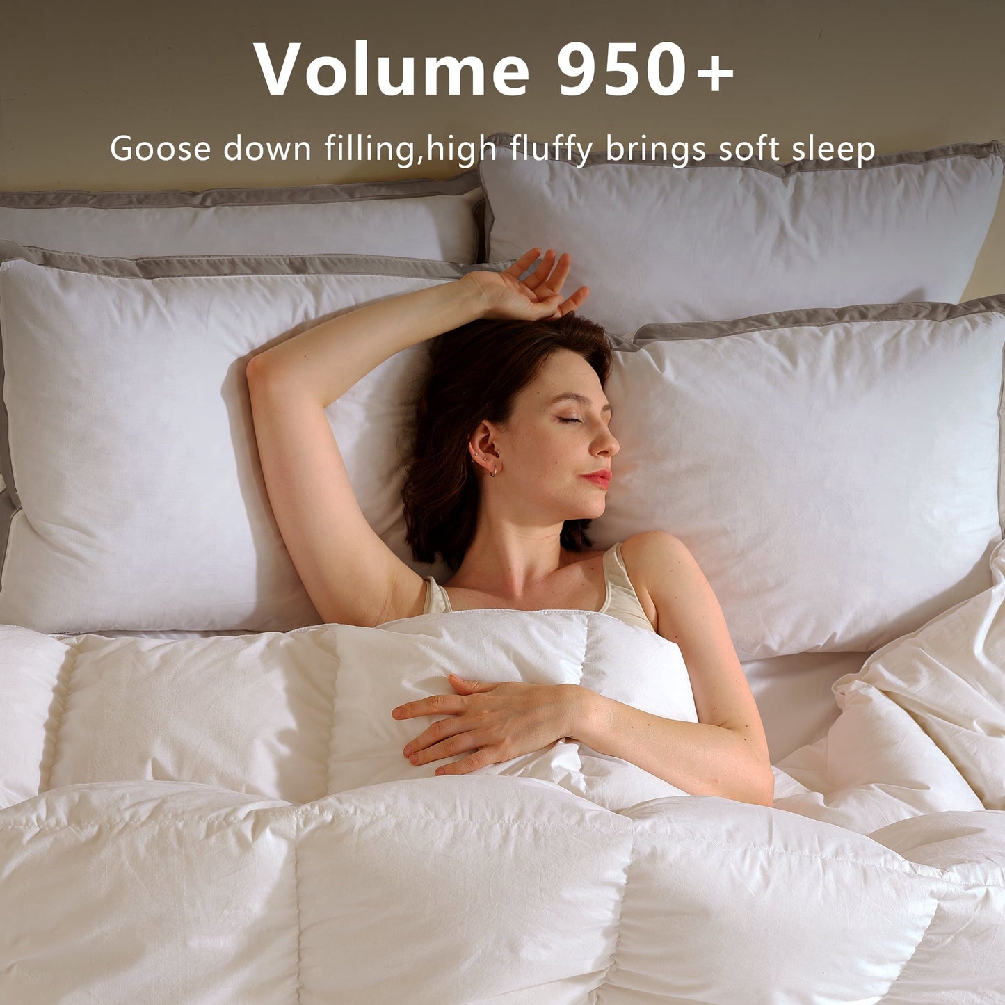 Decorative Plump Goose Feather Down Pillows Queen Size Set of 2, 100% Cotton Cover Hotel Collection Bed Pillows,20"x28" - Ergonomic Memory Foam Pillow for Neck Pain Support Detail