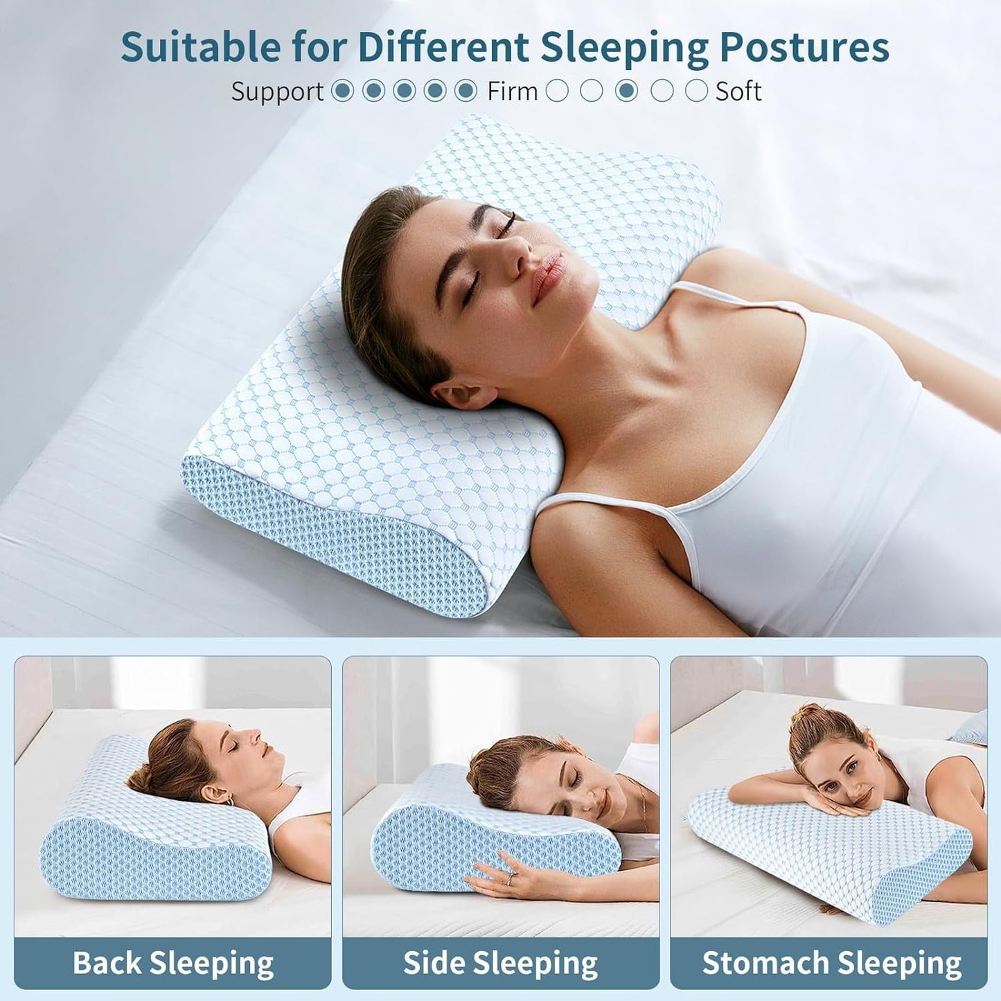 Hotel Collection for Neck Pain Relief, Contour Memory Foam s for Sleeping, Odorless Ergonomic Adjustable Orthopedic Cooling Bed Neck S... - Decorative Throw Pillow Cushion for Sofa & Bed Detail