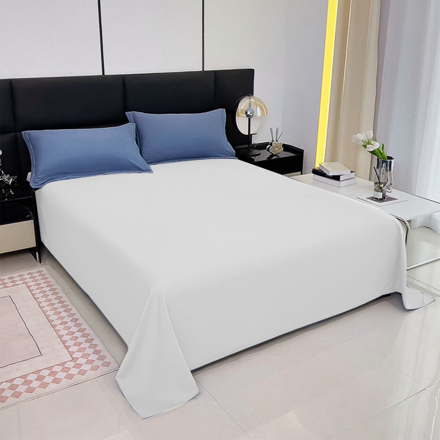 Wrinkle-Resistant Color Twin Size Flat Sheet - Hotel Quality Top Flat Bed Sheet Only, Ultra Soft, Comfy, Breathable & Cooling - Fade & ... - Breathable Egyptian Cotton Flat & Fitted Sheets Detail
