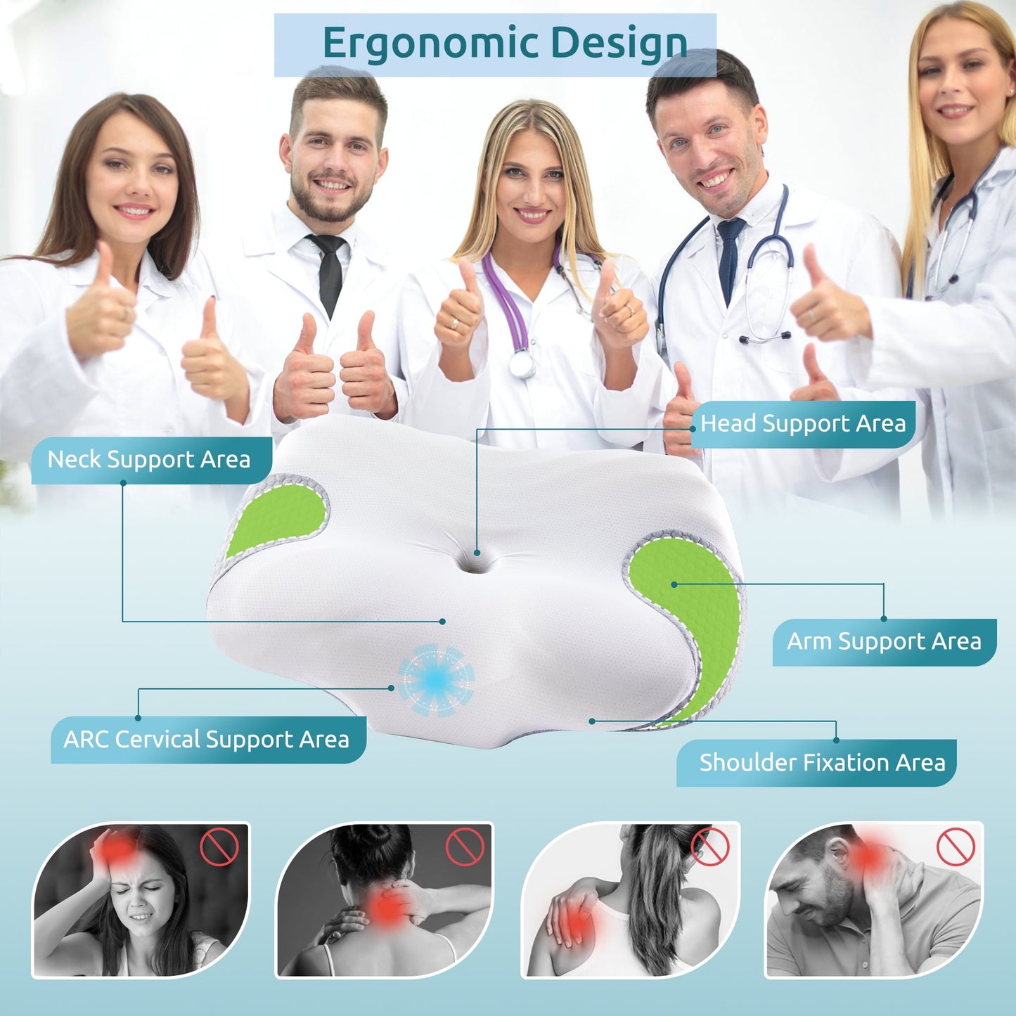 Fluffy Shredded Cervical Memory Foam Pillow Neck Bed Pillow for Pain Relief Sleeping, Ergonomic Orthopedic for Side Back and Stomach ... - Ergonomic Memory Foam Pillow for Neck Pain Support Detail