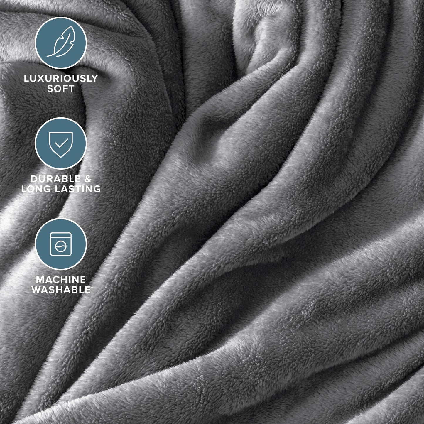 Lightweight Warm Microplush Fleece Blanket - 300 GSM - Fuzzy Microfleece - Soft & Plush - Full/Queen, Gray - Lightweight Plush Warm Blanket for All Seasons Detail