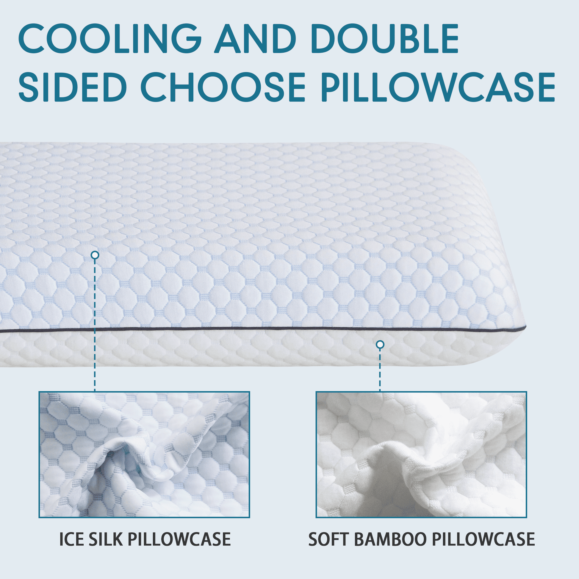 Fluffy Shredded Gel Memory Foam Pillow, Queen Size Bed Pillow, Washable Cover, Cooling, Breathable Neck Pillow for Sleeping - Hotel Quality Plush Sleeping Pillows Detail
