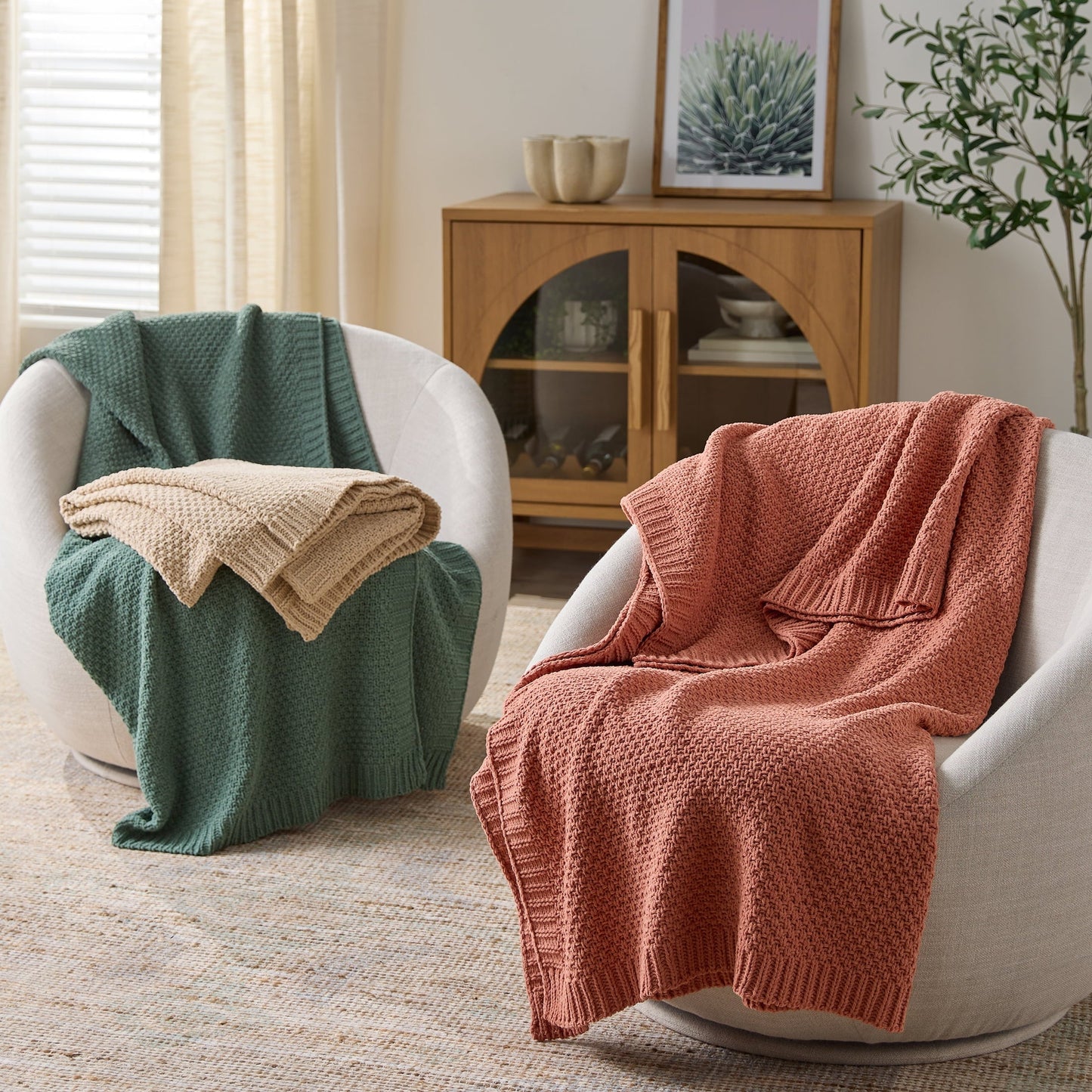 Decorative Knitted Chenille Knit Super Soft Oversized Throw Blanket, Merlot Wine - Cozy Fleece Throw Blanket for Couch & Bed Detail