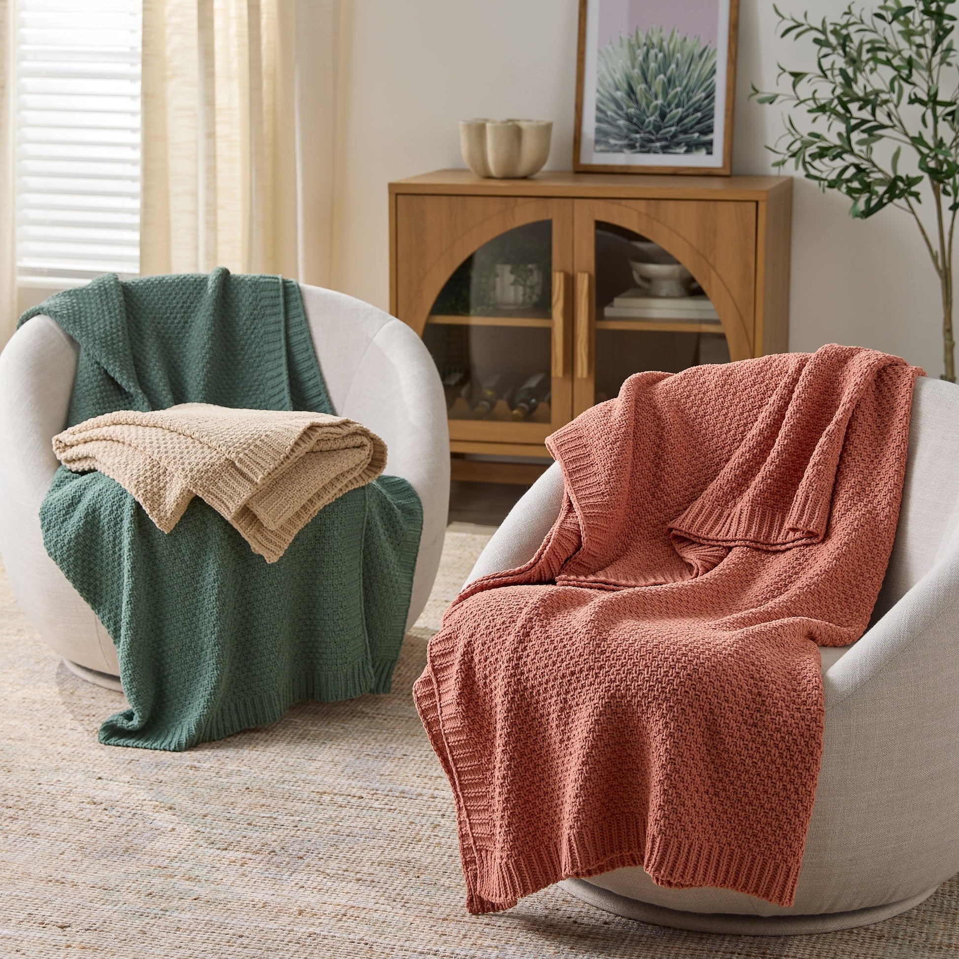 Decorative Knitted Chenille Knit Super Soft Oversized Throw Blanket, Merlot Wine - Cozy Fleece Throw Blanket for Couch & Bed Detail