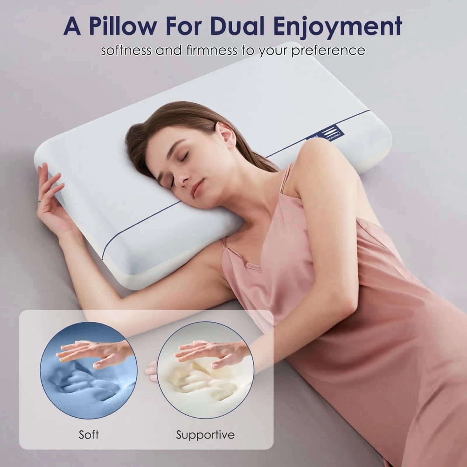 Hotel Collection Cooling Memory Foam Bed Pillow for Neck Pain Relief, Two-Sided Cooling Pillow for Back, Stomach and Side Sleepers, Tw... - Decorative Throw Pillow Cushion for Sofa & Bed Detail