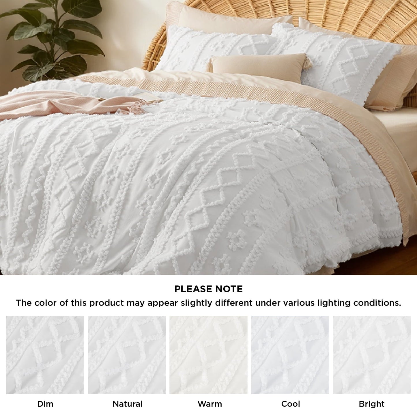 Heavyweight Warmth Tufted Boho Comforter Set, 2 Pieces Farmhouse Shabby Chic Embroidery Bed Set, Soft Jacquard Comforter for All Seasons... - All-Season Down Alternative Comforter Insert Detail