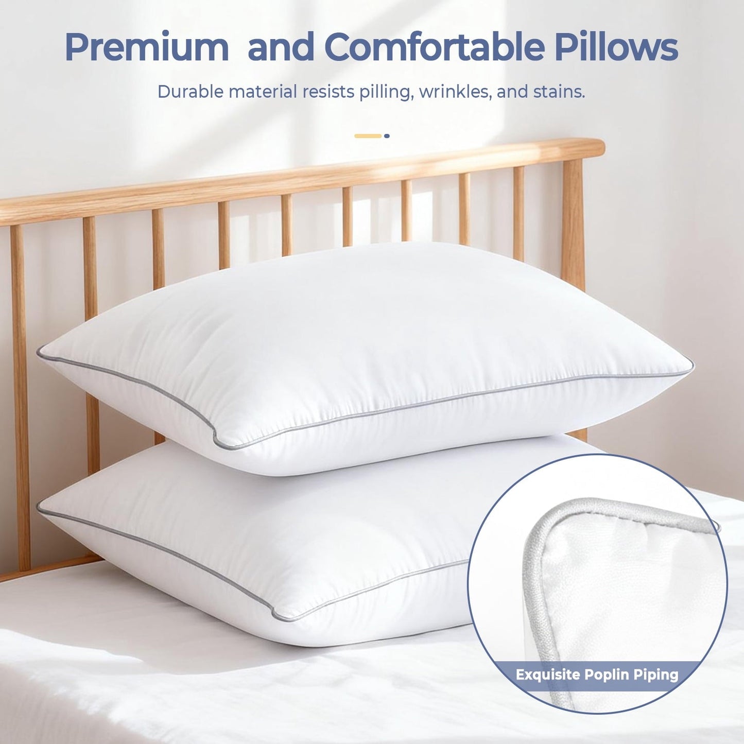 Hotel Collection Pillows Queen Size Set of 2, Bed Pillows for Side and Back Sleepers, Soft Down Alternative Pillows, Hotel Quality and... - Hotel Quality Plush Sleeping Pillows Detail