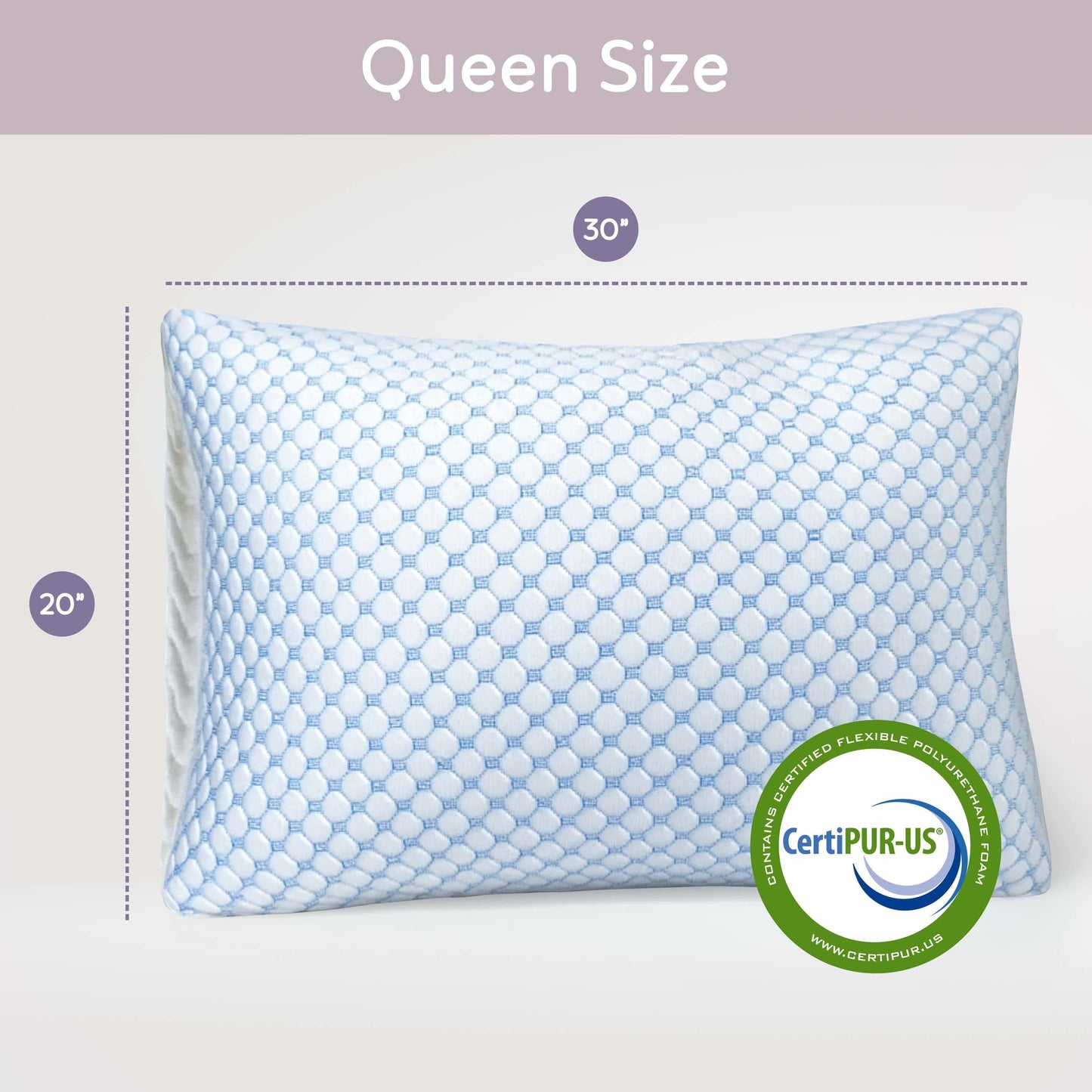 Hotel Collection Cooling Pillows for Bed, Memory Foam Bed Pillow, Queen Pillows 20” X 28”, 2 Pack - Ergonomic Memory Foam Pillow for Neck Pain Support Detail