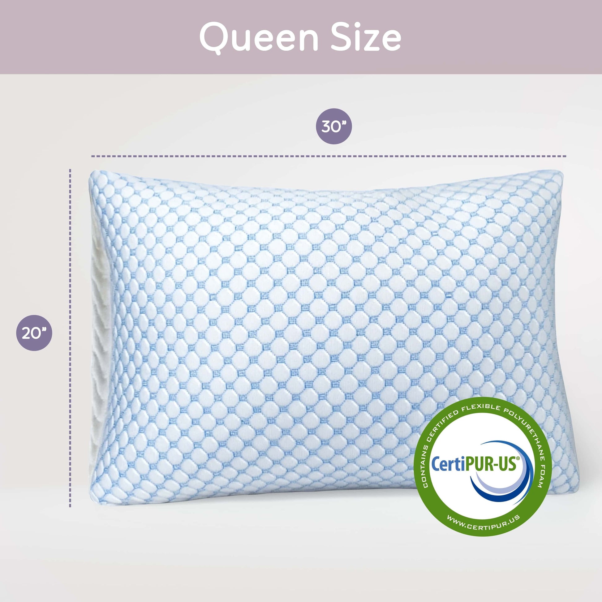 Hotel Collection Cooling Pillows for Bed, Memory Foam Bed Pillow, Queen Pillows 20” X 28”, 2 Pack - Ergonomic Memory Foam Pillow for Neck Pain Support Detail