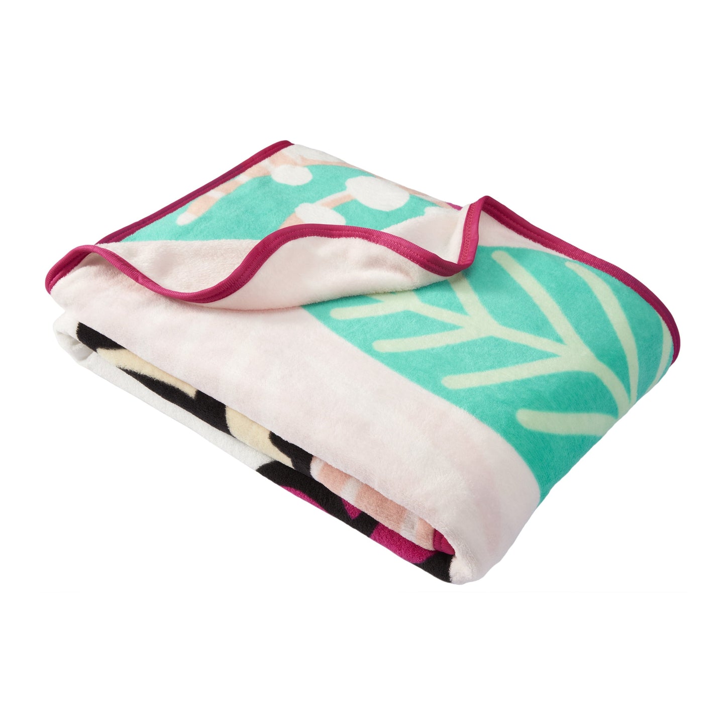 Cozy Fleece Kids Pink White Print Fleece Throw Blanket, 46 x 60 - Super Soft Reversible Sherpa Flannel Blanket Detail