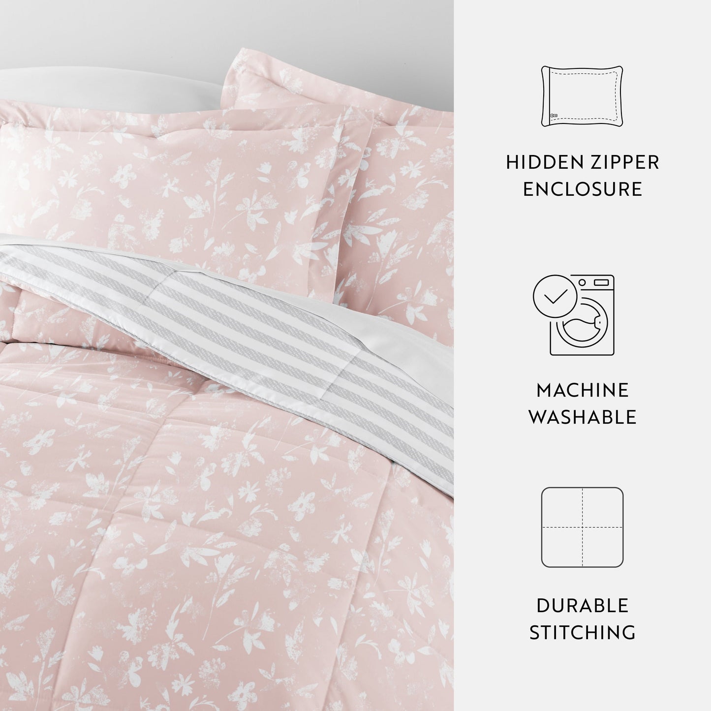 Heavyweight Warmth All Season Ultra Soft Comforter Set Lightweight Bedding in Pressed Flowers for Full/Queen Size - Hypoallergenic Ultra-Fluffy Quilt for Winter Detail
