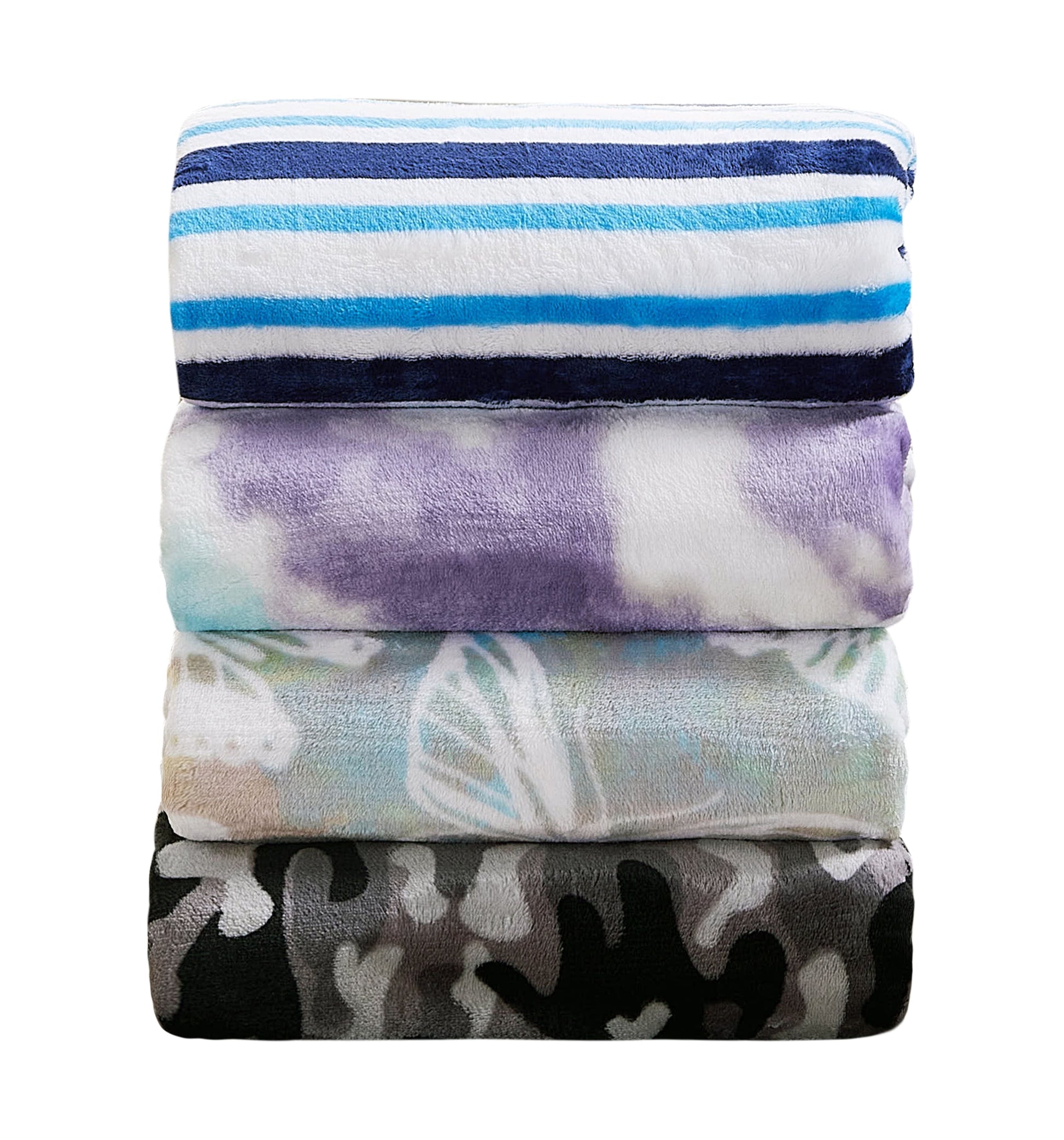 Decorative Knitted Blue Stripes XL Oversized Throw Blanket, 72 x 50 inches, Great for a Kids Bedroom, Super Soft and Cozy - Super Soft Reversible Sherpa Flannel Blanket Detail