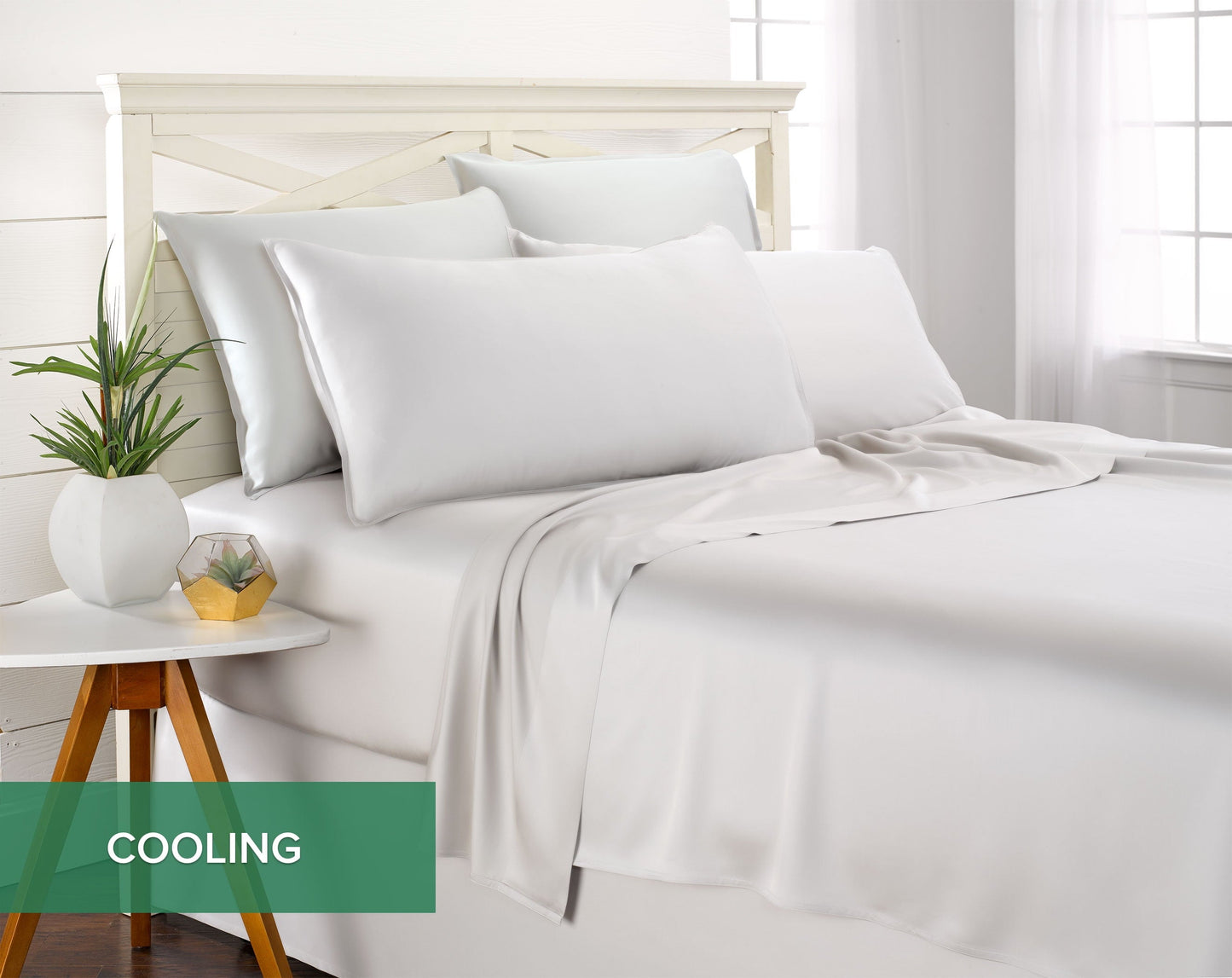 Cooling Sateen Sheets King Size Bed Sheet 4 Piece Set, Genuine 100% Organic Bamboo Viscose, Luxuriously Soft & Cooling, Double Stitc... - Luxury Bed Sheet Set with Deep Pockets Detail