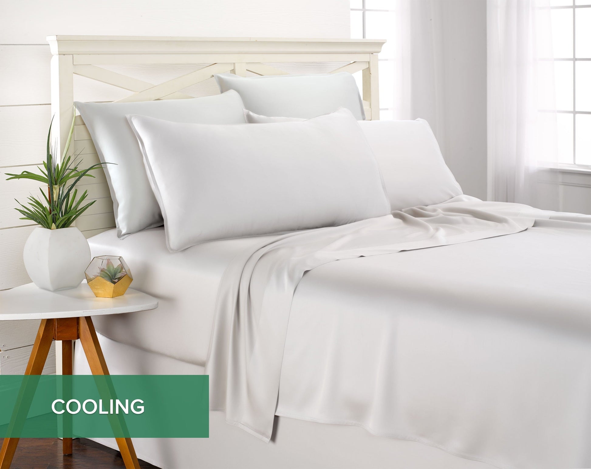 Cooling Sateen Sheets King Size Bed Sheet 4 Piece Set, Genuine 100% Organic Bamboo Viscose, Luxuriously Soft & Cooling, Double Stitc... - Luxury Bed Sheet Set with Deep Pockets Detail