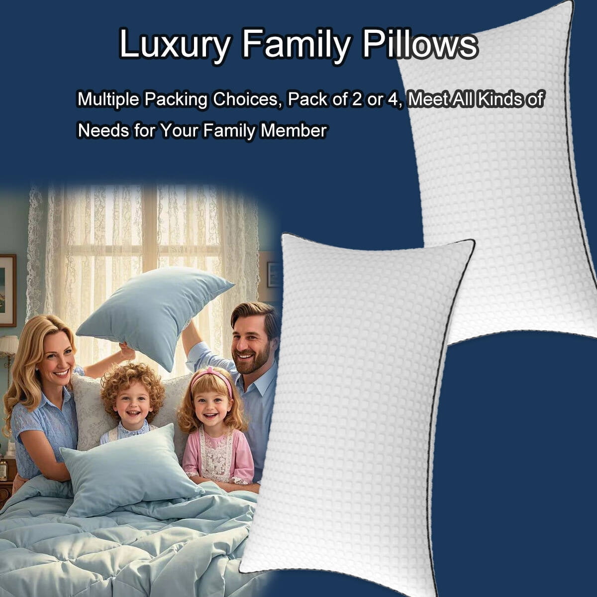 Decorative Plump Pillows King Size Set of 2, Hotel Quality, Down Alternative Gusseted Bed Pillows for Side, Back, or Stomach Sleepers,... - Orthopedic Shredded Foam Bed Pillow Set Detail