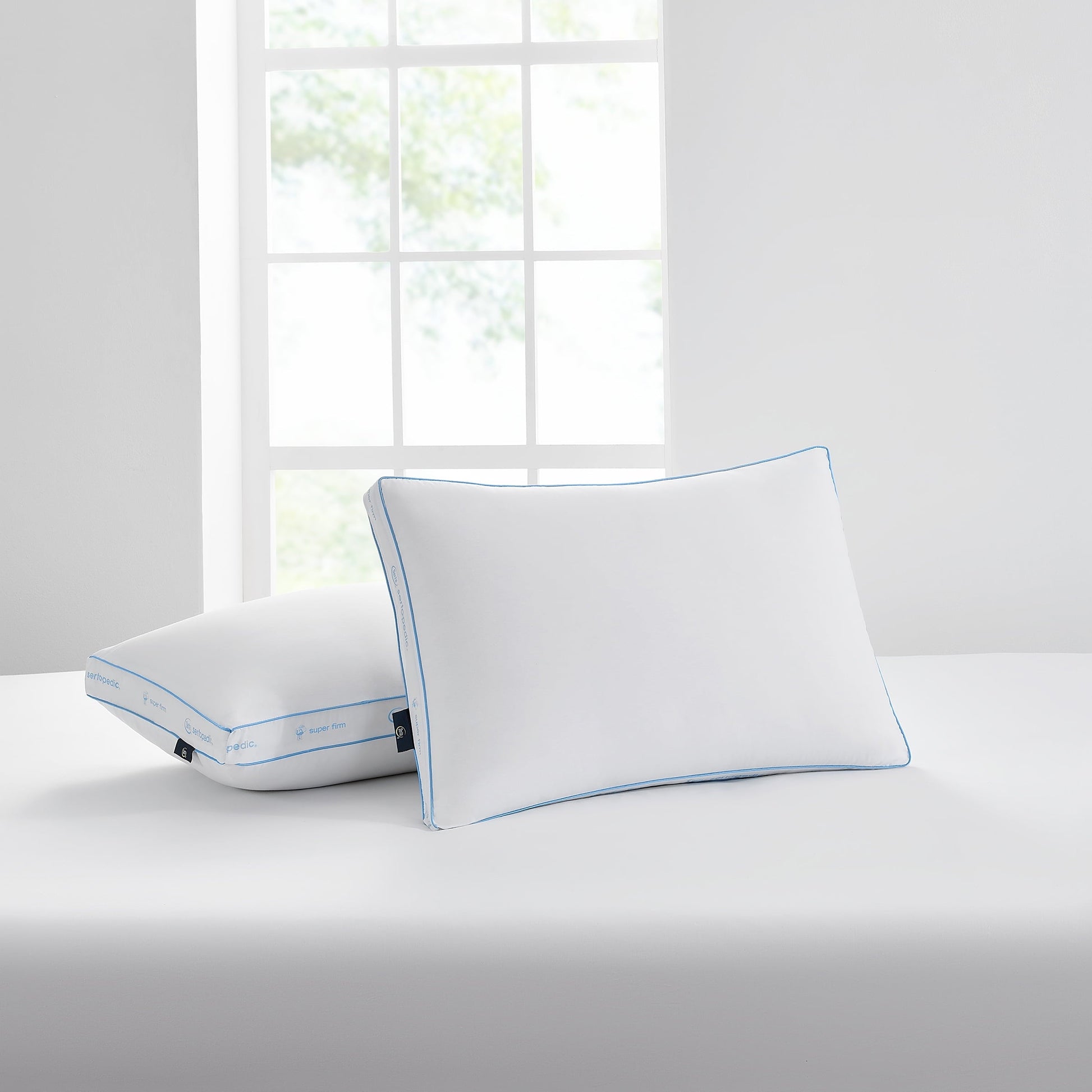 Ergonomic Memory Foam Extra Firm Pillow, Standard/Queen, 2 Pack, Hypoallergenic - Orthopedic Shredded Foam Bed Pillow Set Detail